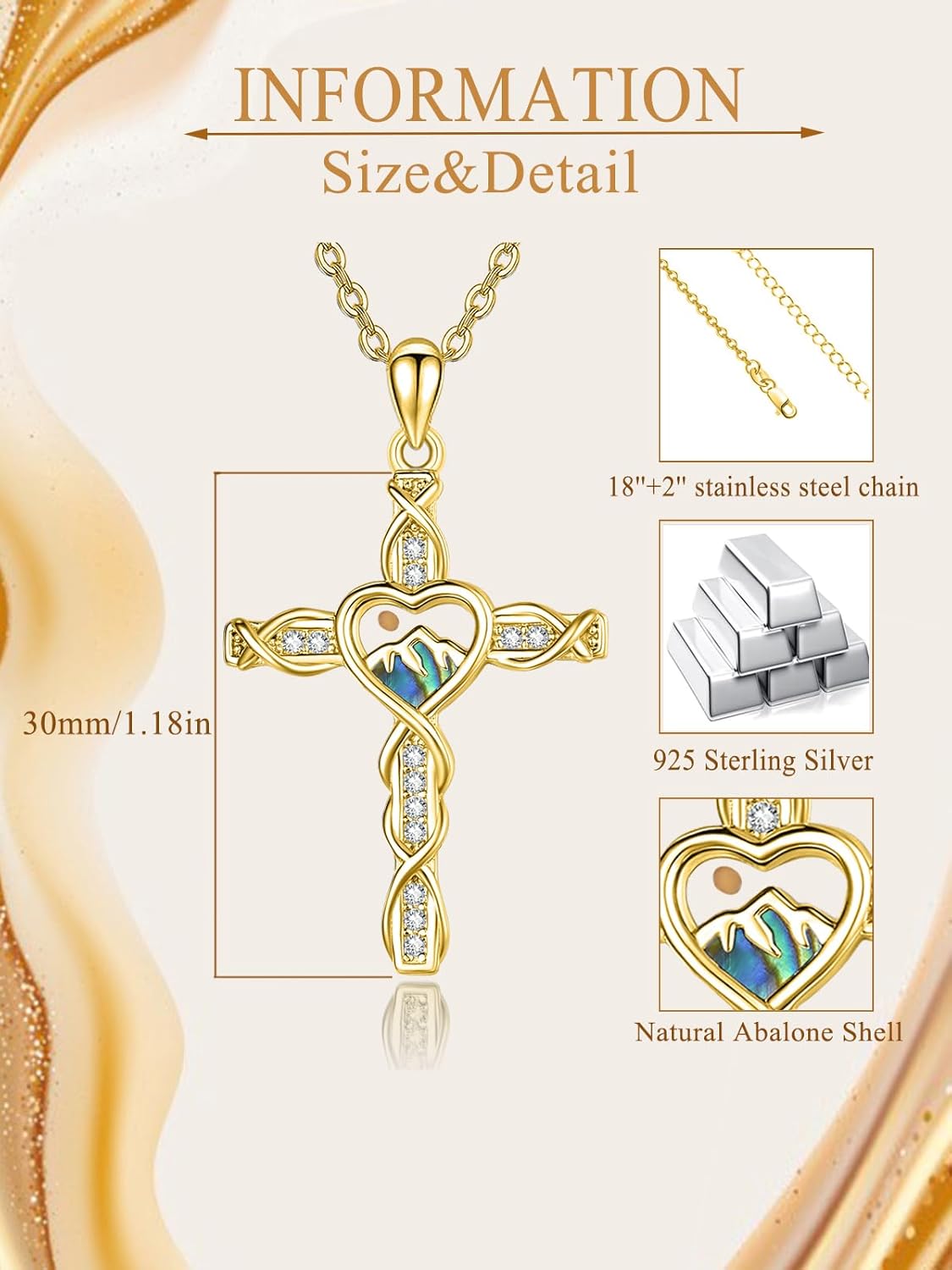 Mustard Seed Heart Cross Necklaces for Women 925 Sterling Silver Faith Pendant Necklace Mountain Jewelry Inspirational Christian First Communion Confirmation Gifts for Wife Daughter Her - Image 6