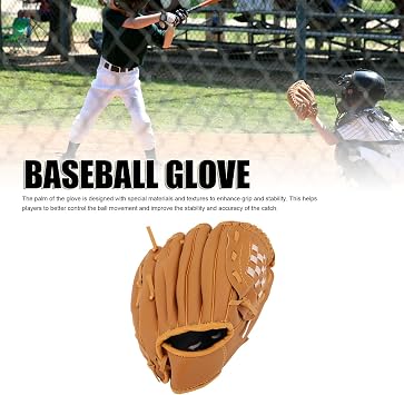 Baseball Glove, Professional PU Leather Baseball Mitts Ergonomic Softball Fielding Gloves Infield and Outfield Ball Mitts for Youth Adult