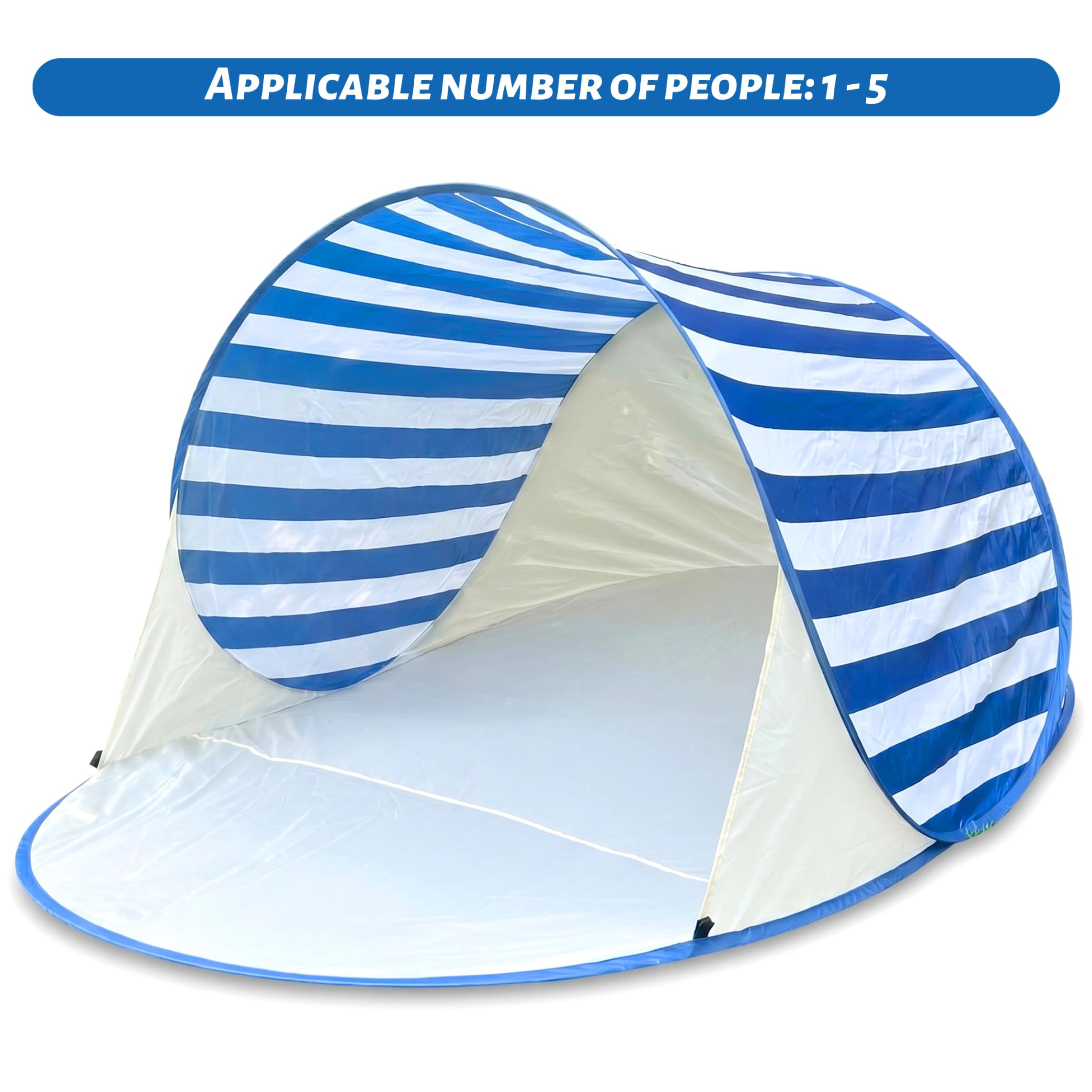 Tente de Plage Pop-up, tentes d'ombrage à Installation instantanée pour l'extérieur, abri Solaire de Plage Pliable et Portable pour l'été - Rayures Bleues, Tente