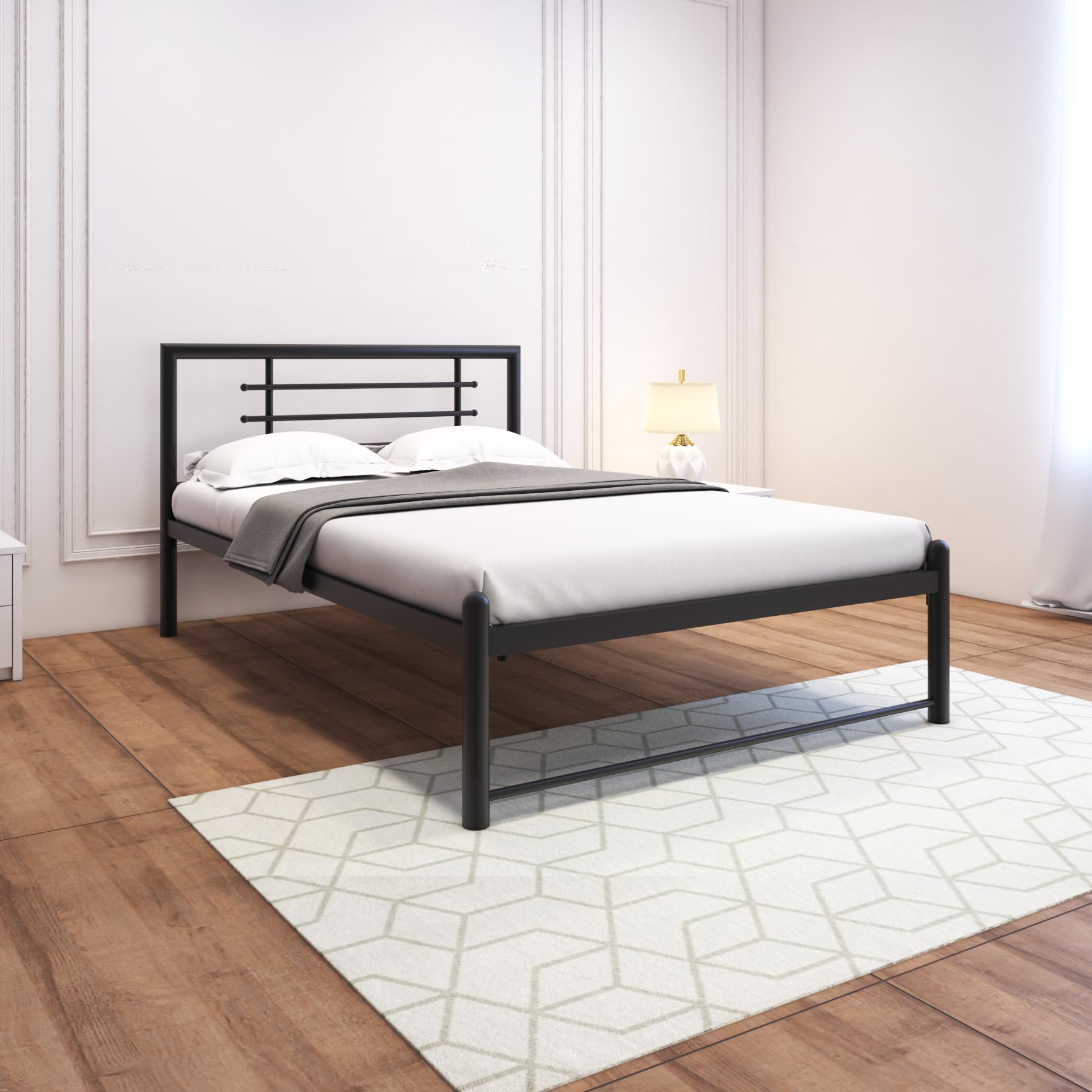 Homdec Ursa Metal Platform Double Size Bed Frame with Headboard Homdec Ursa Metal Platform Double Size Bed Frame with Headboard