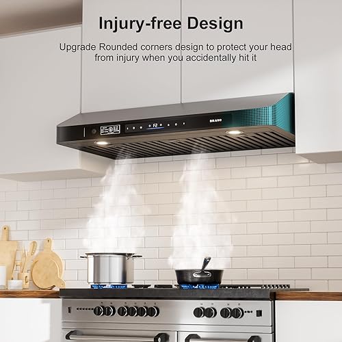 Miniatura 5 de Brano Campana extractora de 36 pulgadas para debajo del gabinete, 900 CFM de vozgestoscontrol táctil con ventilación de campana de cocina con