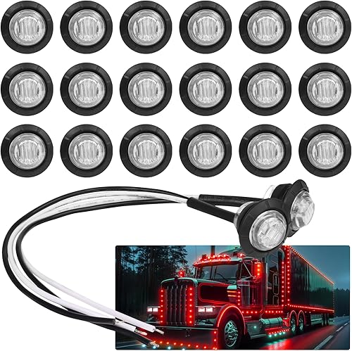 Miniatura 1 de paquete de 20 TMH - Lentes transparentes de montaje de 34 pulgadas luces LED LED rojas para marcador de bala luces LED laterales para remolque