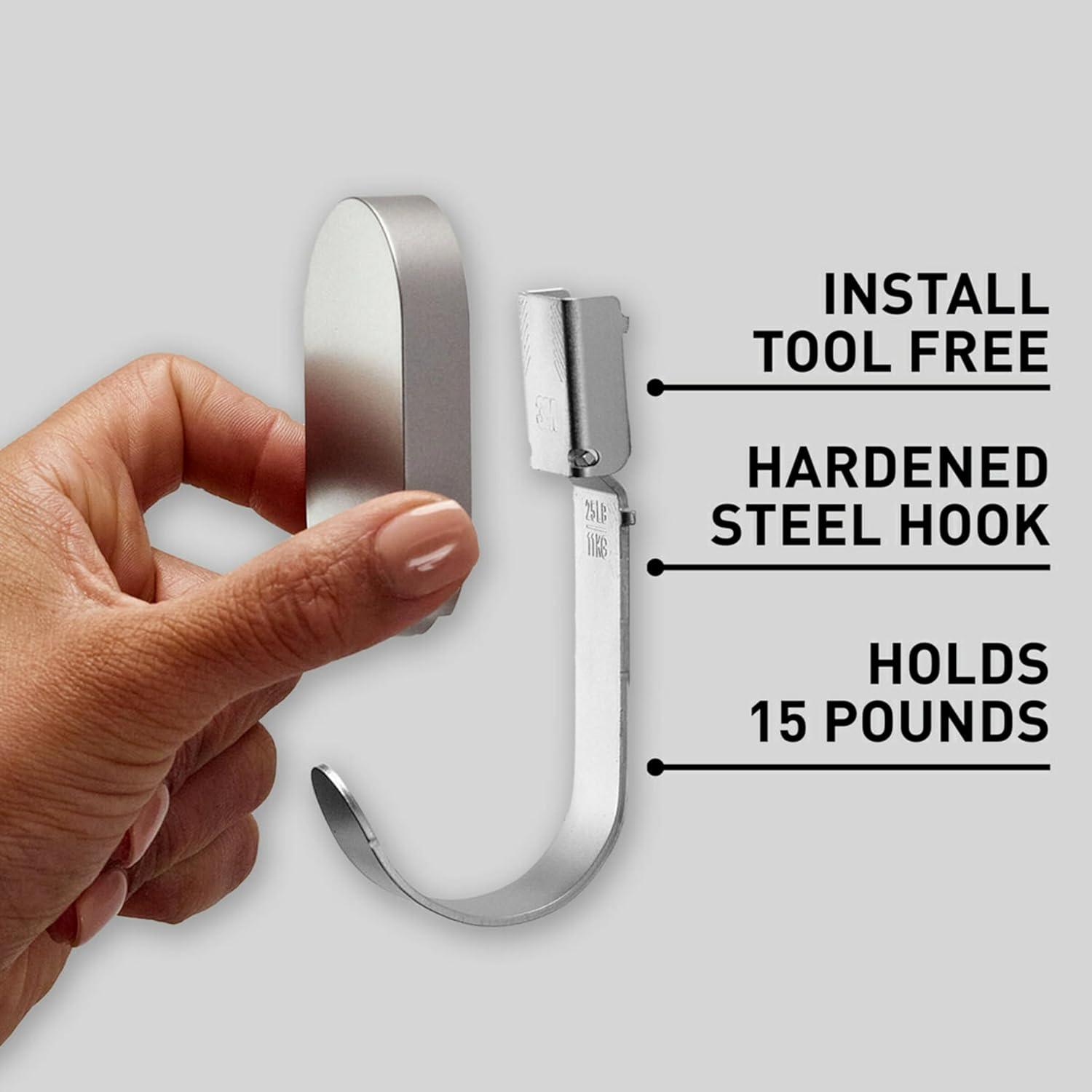 3M CLAW 25 lb. 2 Drywall Silver Hooks & 2 Extra Picture Hangers, Heavyweight Hanging Solution for Backpacks, Jackets, Pictures and Room Decor, Cute Wall Hooks - 4 Pack