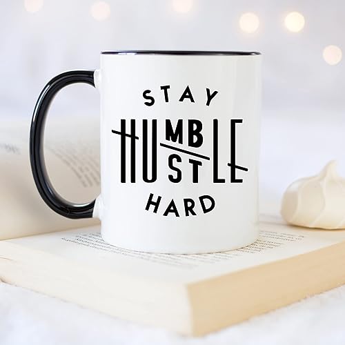 Miniatura 4 de YouNique Designs Taza dura Stay Humble Hustle, de 11 onzas, taza de café para hombres y mujeres, taza de café Boss Lady para mujeres, taza de café