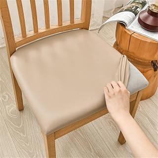 Morbuy Fundas para Sillas Cuero PU Impermeable,1 4 6 8 Piezas Fundas Sillas Comedor Elásticas,Funda Asiento Silla Extraíbles,para Cocina,Oficina Silla Protectoras Decoración (Caqui,6 Piezas)