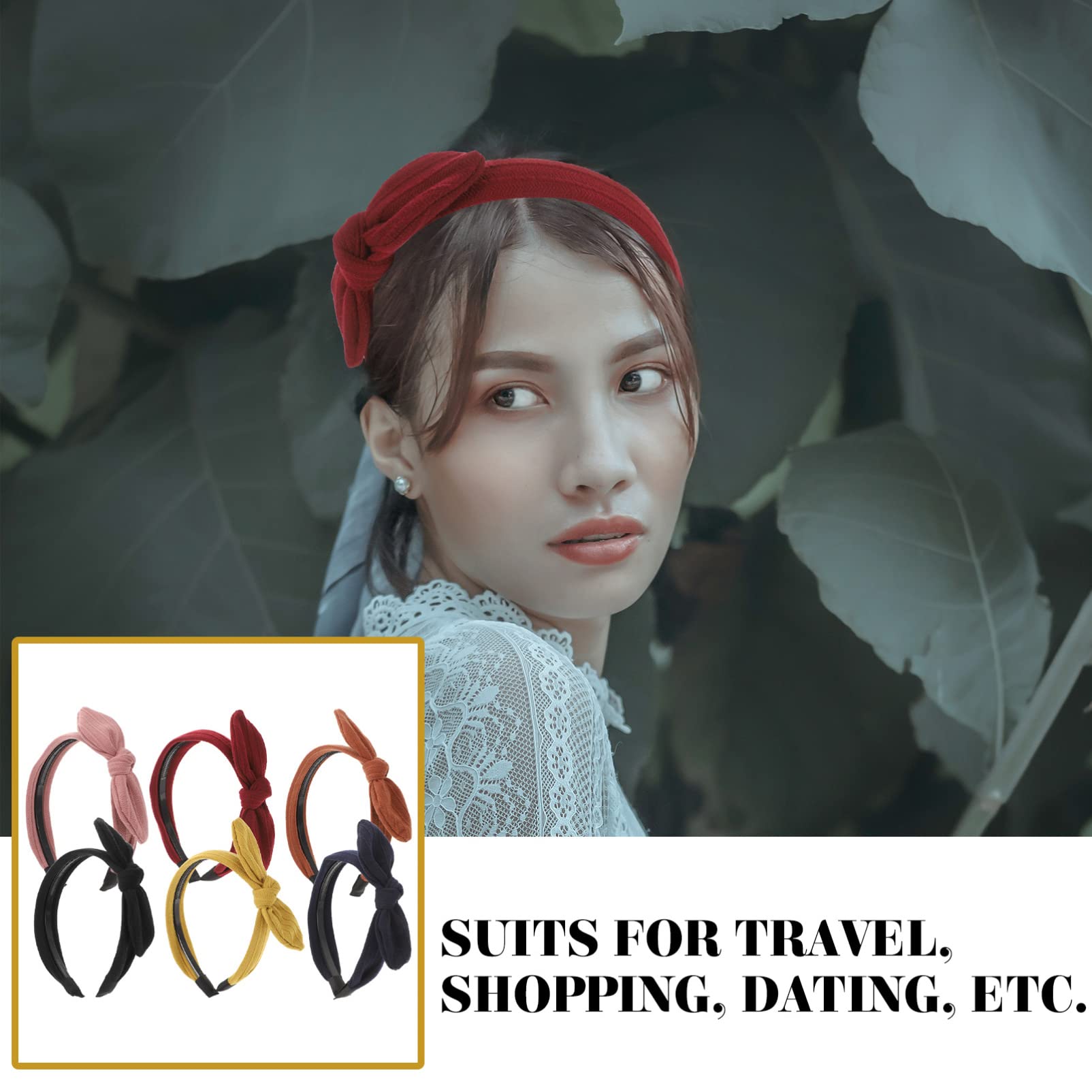 minkissy 6piezas Diademas Anchas Lazo Para Mujer De Burdeos Mostaza Accesorios De Moda Para Tipo De Cabello y Ocasiones