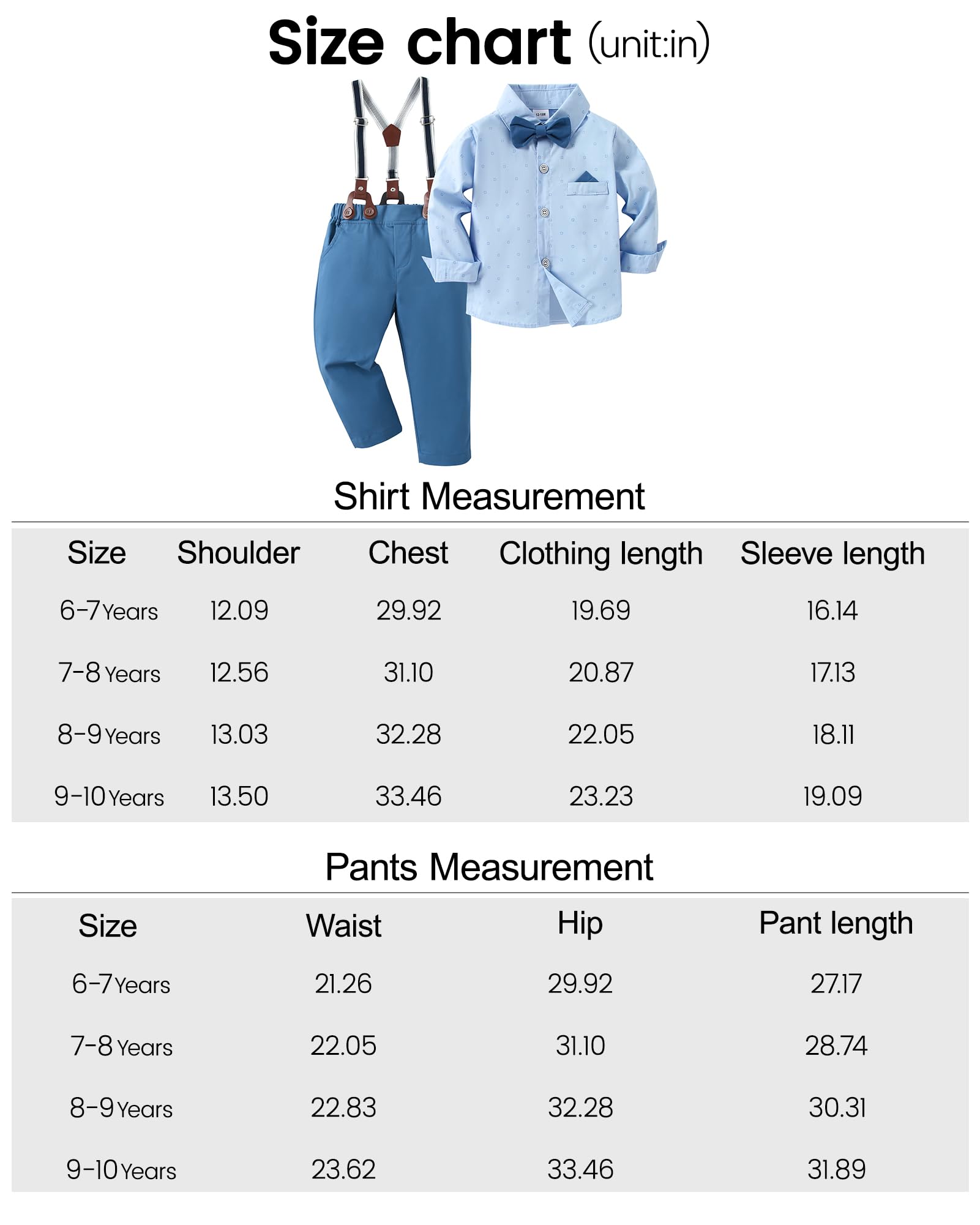 nilikastta Toddler Boy Outfit Boy Suit Boy Dress Shirt with Bowtie/Suspender Pants Gentleman Wedding Outfits 1-10 Years