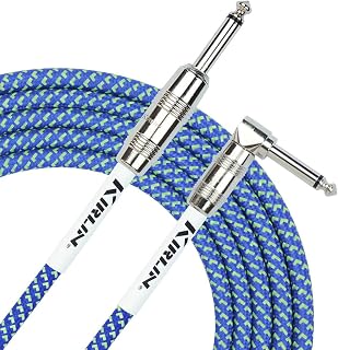 Kirlin IWC202PNBL-10FT Fabric Straight-Angled Instrument Cable Guitar Lead, Blue, 10 ft