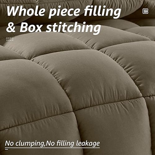 Miniatura 2 de Edredón de cama tamaño matrimonial para todas las estaciones, relleno de edredón acolchado alternativo con pestañas de esquina, cálido para