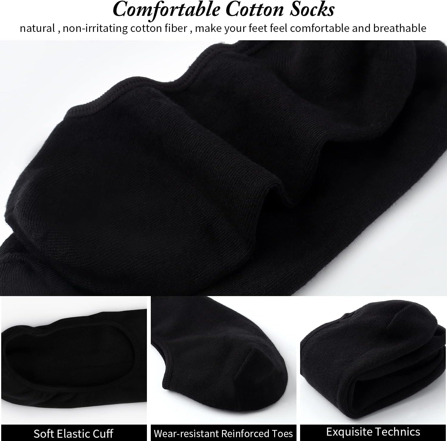 ADFOLF 6 Pack Mens No Show Socks Casual Low Cut Thin Loafers Non Slip Boat Liners Socks (US, Numeric, 13, 15, Regular, Regular, Black*6)