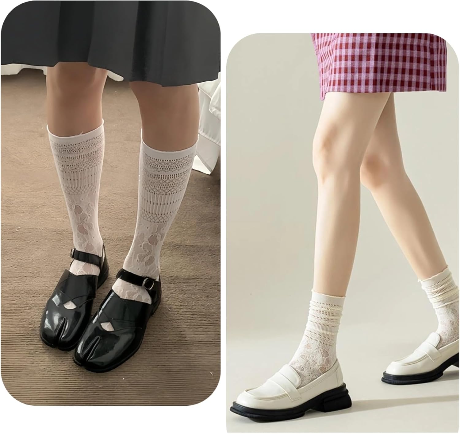 3 Pairs Lace Sexy Tabi Socks for Women Flip Flops Mesh Novelty Slouch Socks for Daily Wear - Image 5