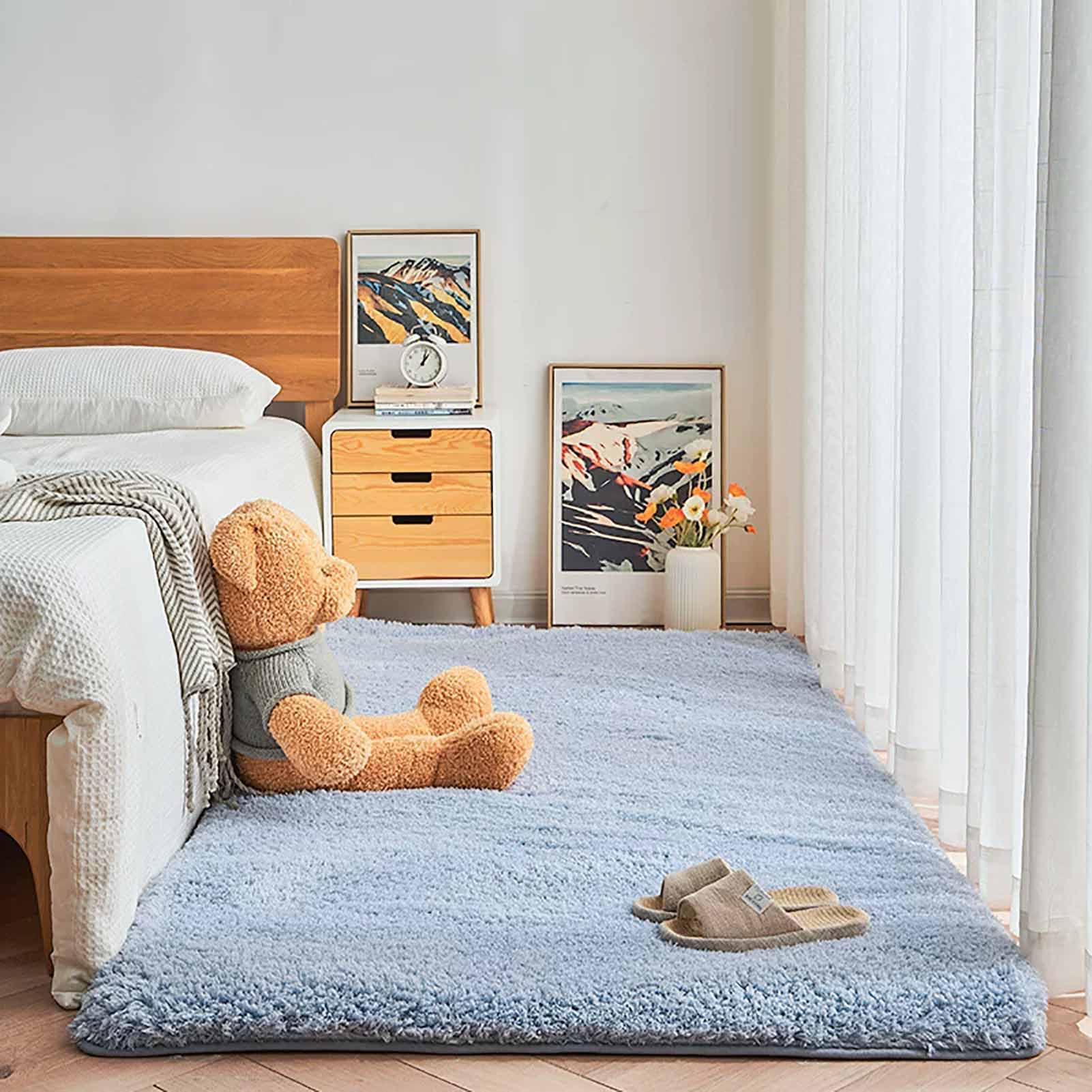 Tapis moelleux à poils longs 200x120cm fausse fourrure