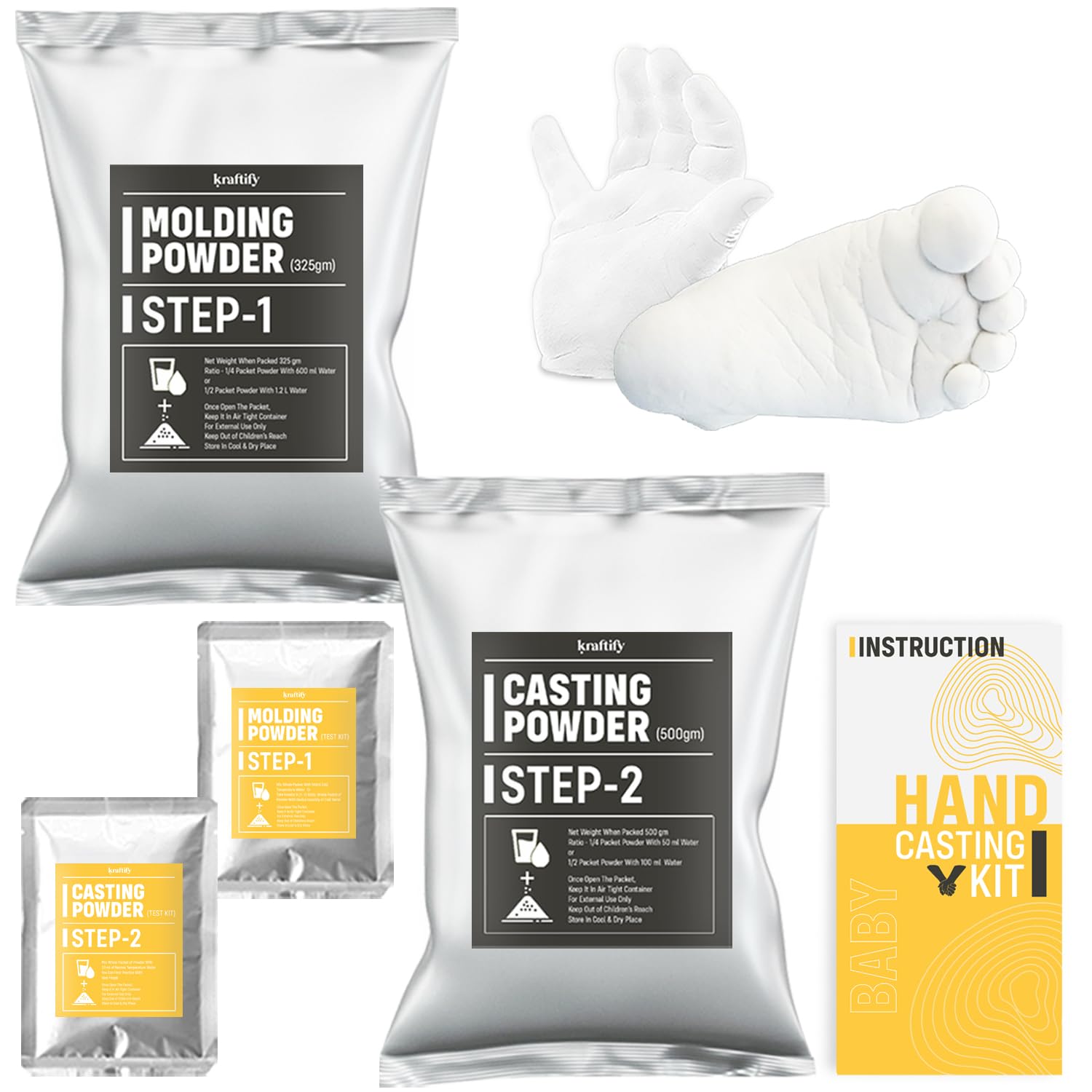 Moulding Powder for Hand & Foot Casting | Casting Powder 500gm,Moulding 325gm & Practice Kit | Hand Impression Material, Moulding Clay | Baby Kit