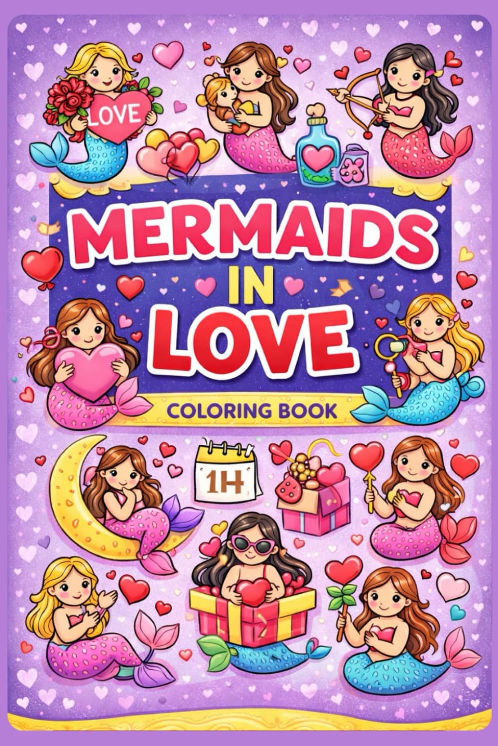Mermaids in Love: Valentine’s Day Coloring Book (Valentain Colouring books for children age 4-8)