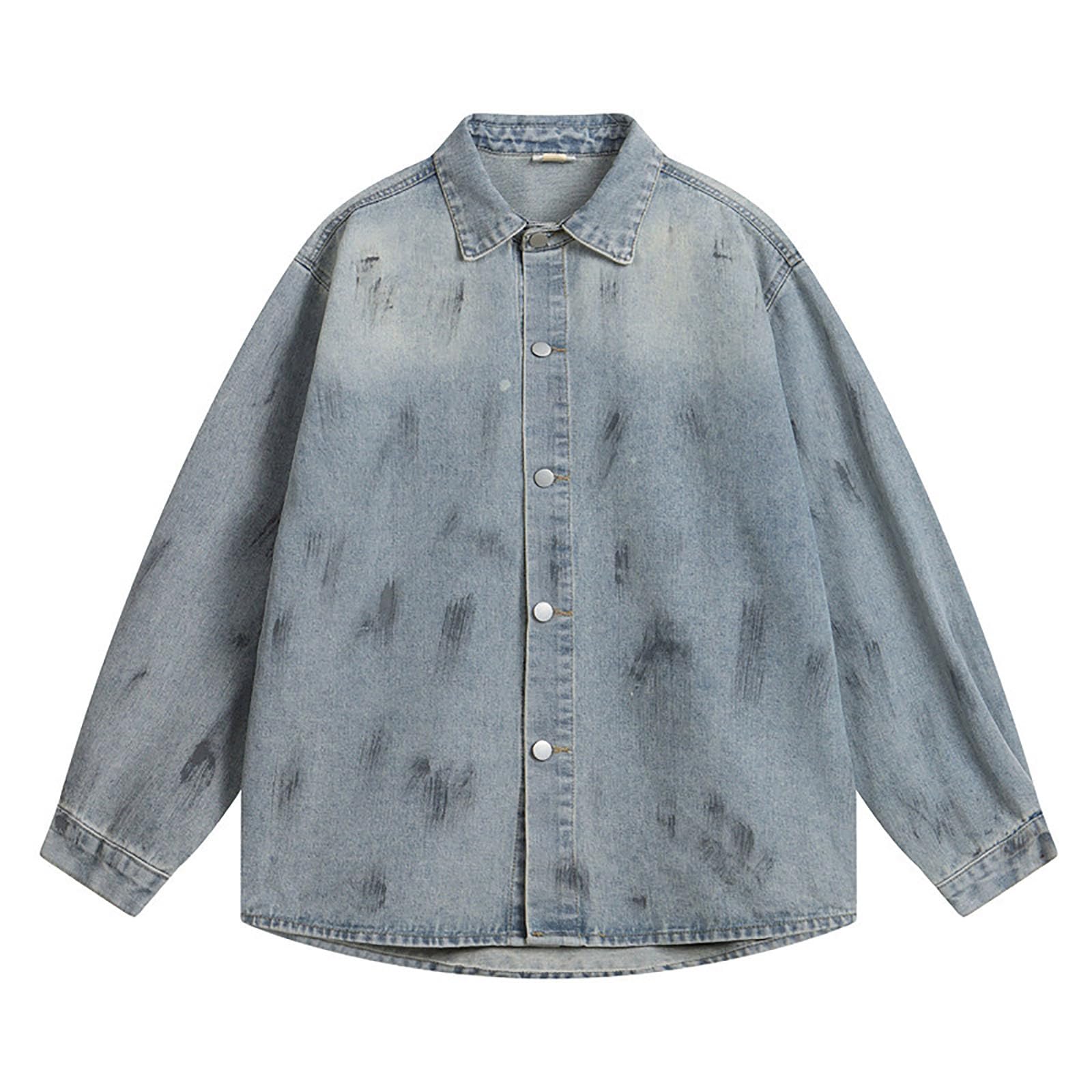 Giubbotto Jeans Uomo Giacca di Denim Mezza Stagione Giacchetto Oversize Casual Abbigliamento Cowboy Giubbino Autunnali Primaverile