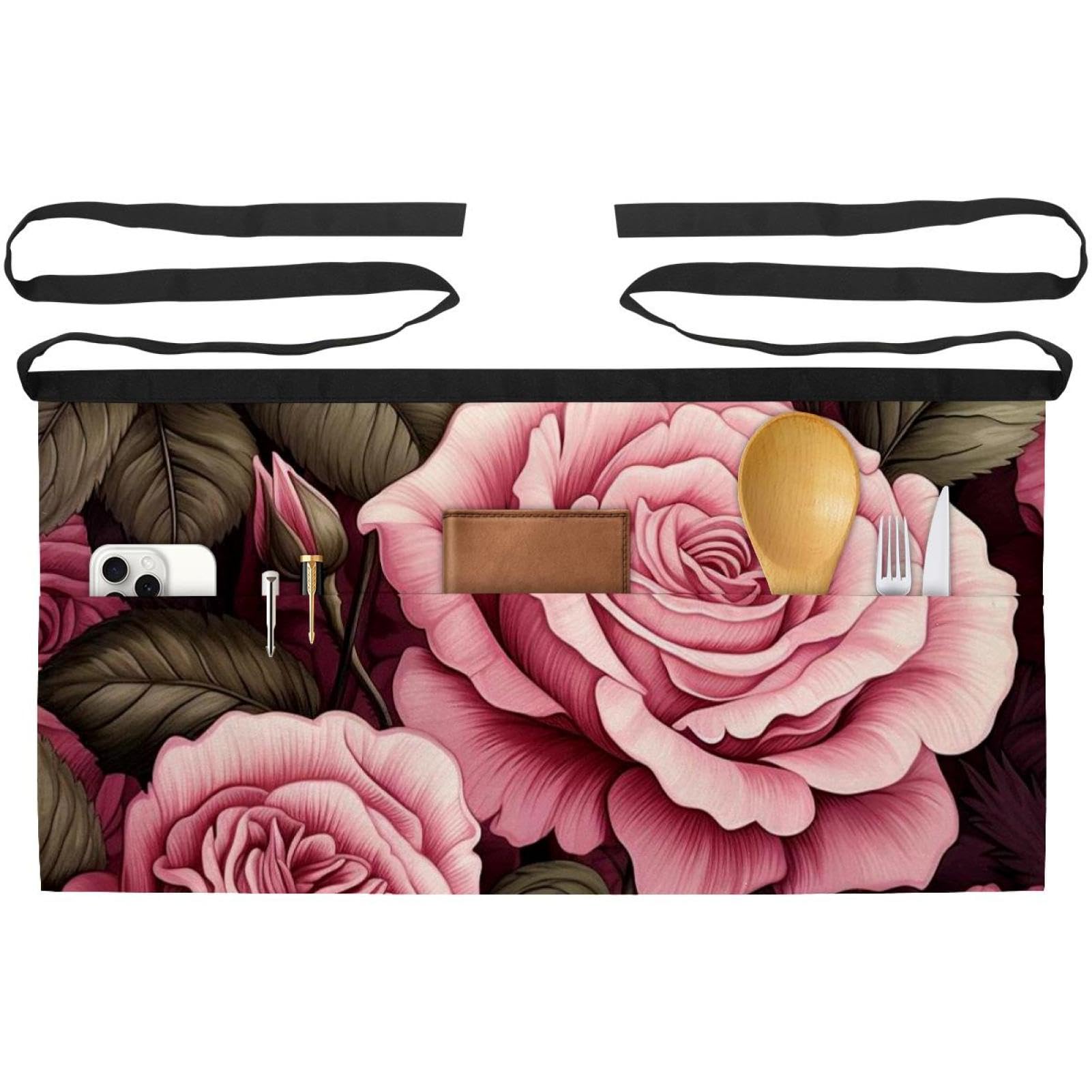 3 Packs Short Server Aprons, 3 Pockets Waist Apron, Basketball Kitchen Chef Aprons, Work Half Apron for Waitress Waiter