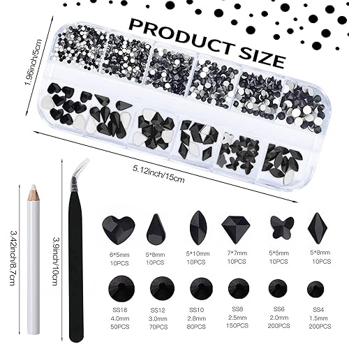 Miniatura 2 de Gemas para uñas, 810 diamantes de imitación para uñas, diamantes de imitación para manualidades, diamantes de imitación con parte trasera plana, con