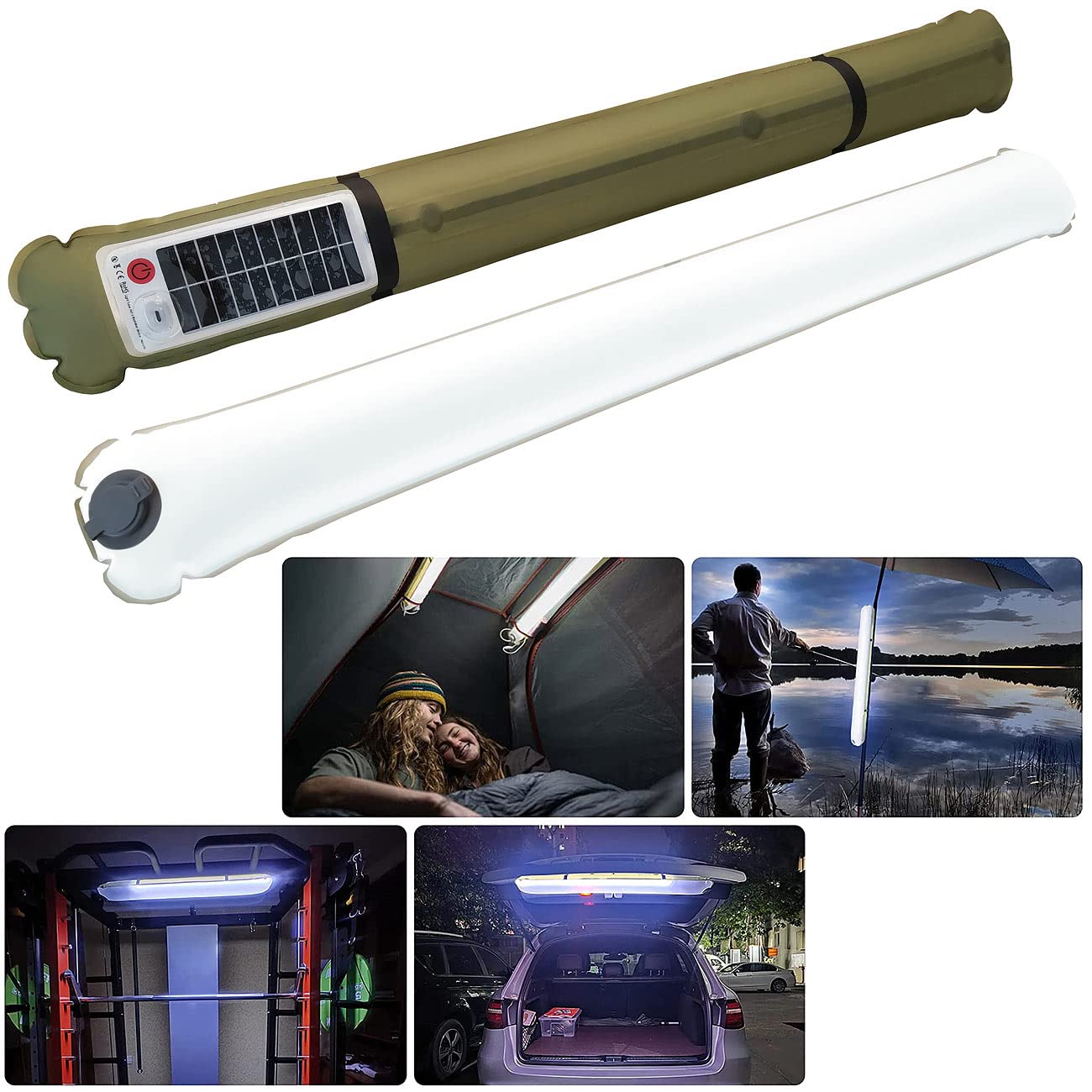 Semptec Urban Survival Technology Camping-Leuchten: 2er-Set Aufblasbare Solar-XL-LED-Campingleuchte, 250lm, tageslichtweiß (LED-Solar-Leuchten Camping, Lichtröhre, Handy)