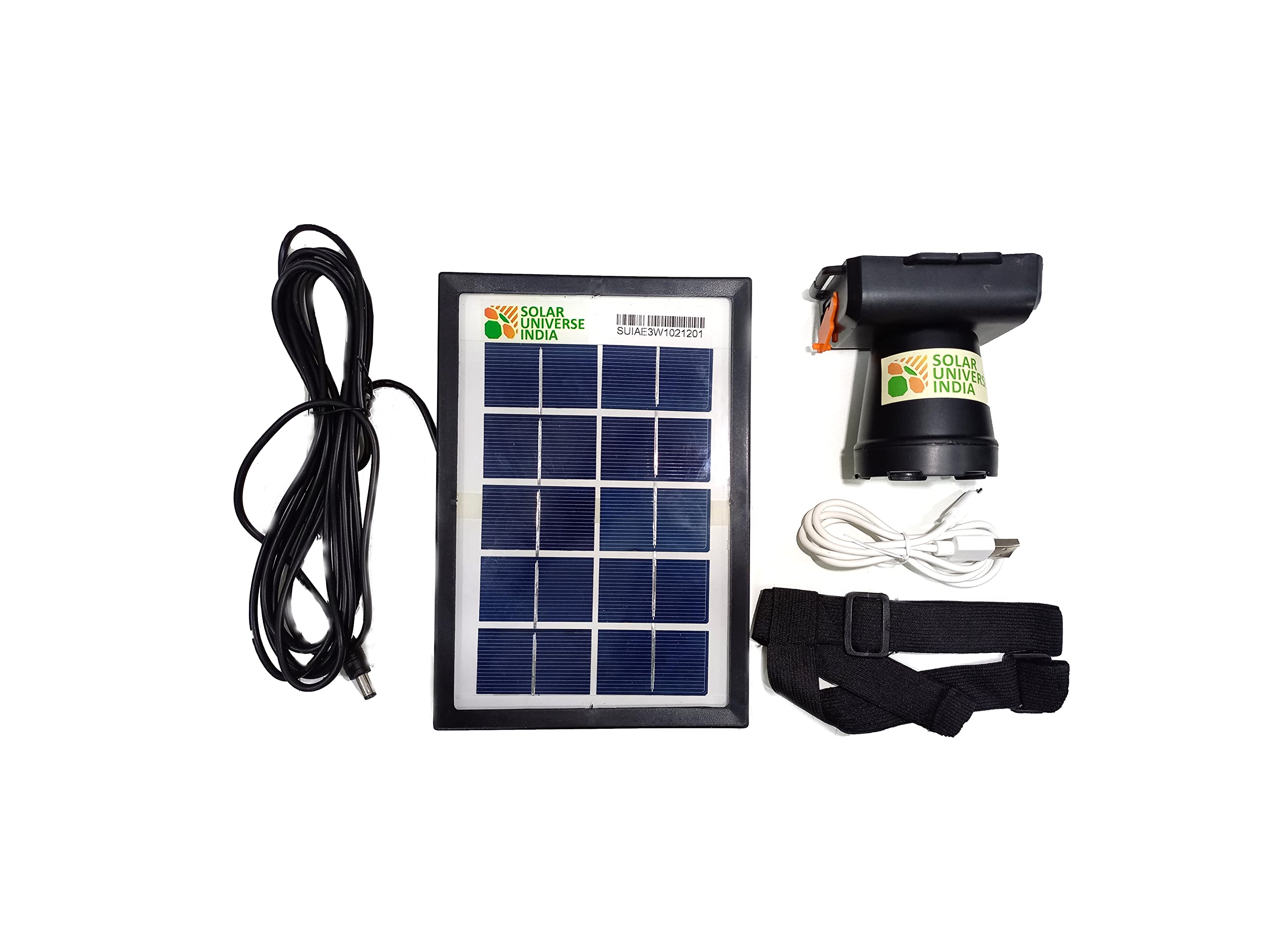 SOLAR UNIVERSE INDIA Solar Powered Head Lamp & Light with Lithium Battery & External Solar Panel - Rainproof - 400M Focus