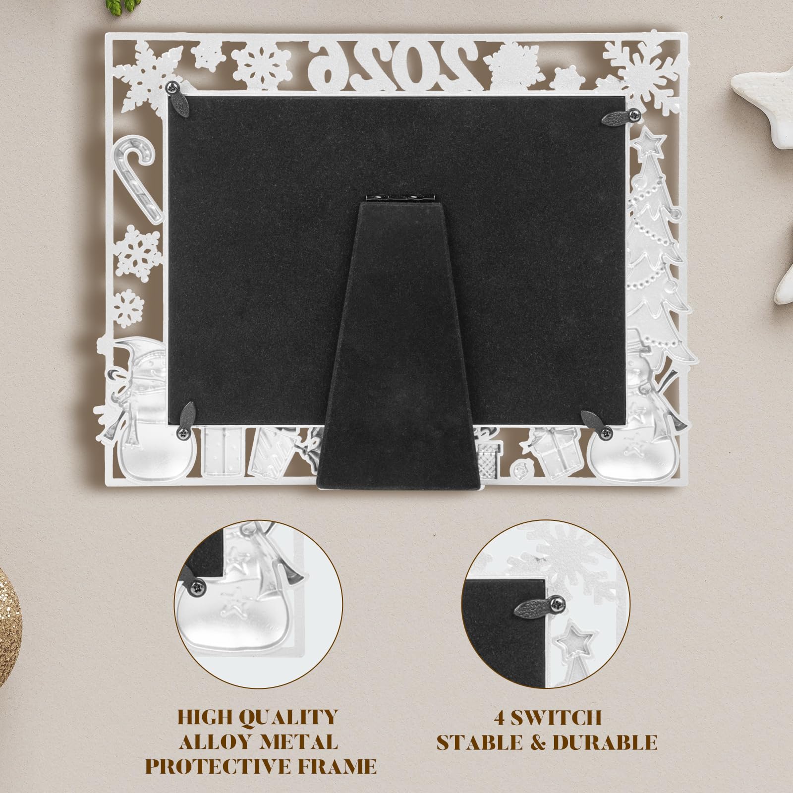 Silver Christmas Photo Frame - 5x7 Metal -3 Silver Christmas Photo Frame - 5x7 Metal -3