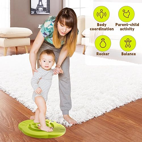 Miniatura 7 de Tabla de equilibrio oscilante para niños, tablero de laberinto de plástico con escalones de carga de 220 libras, juego activo y ejercicio para niños