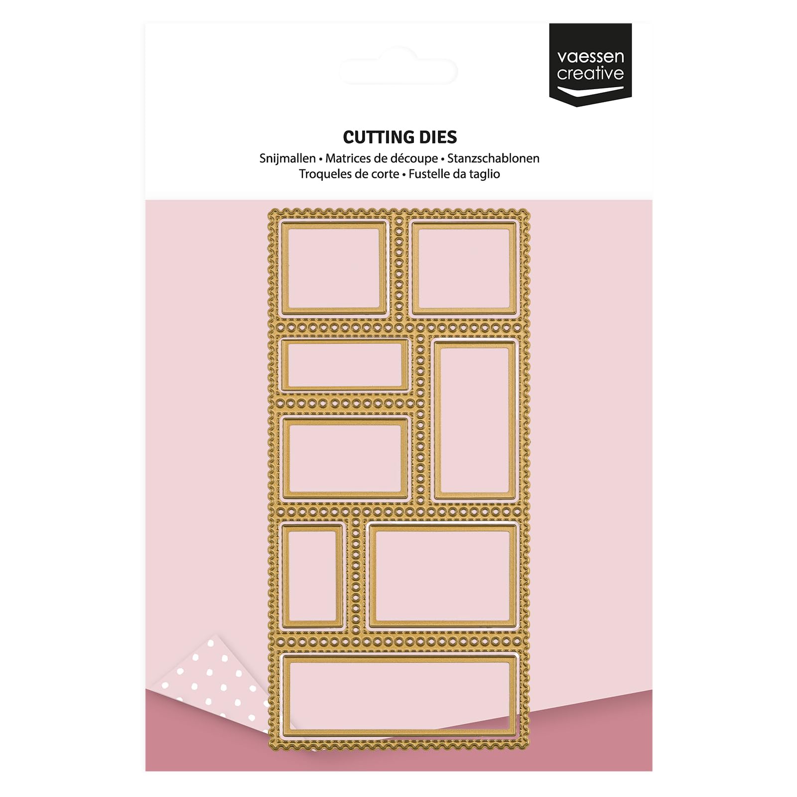 Vaessen Creative Cutting Dies Set-Postage Stamps-9 pcs of 2.8 x 5.9-for Mini Machine-Card Making Supplies-for Scrapbooking and Paper Crafts, Gold