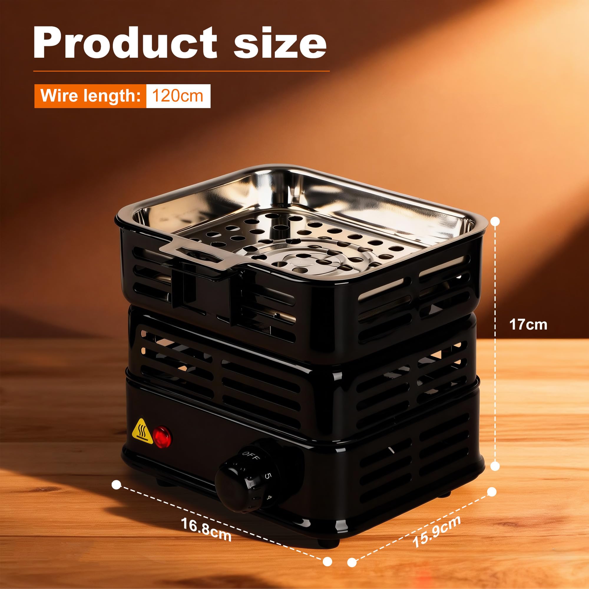SERdeerCH 多目的ターボ石炭バーナー、電気チャコールバーナー 1000W ハイパワーキューブコイルバーナー ステンレス取り外し可能なトング付き (ブラック)
