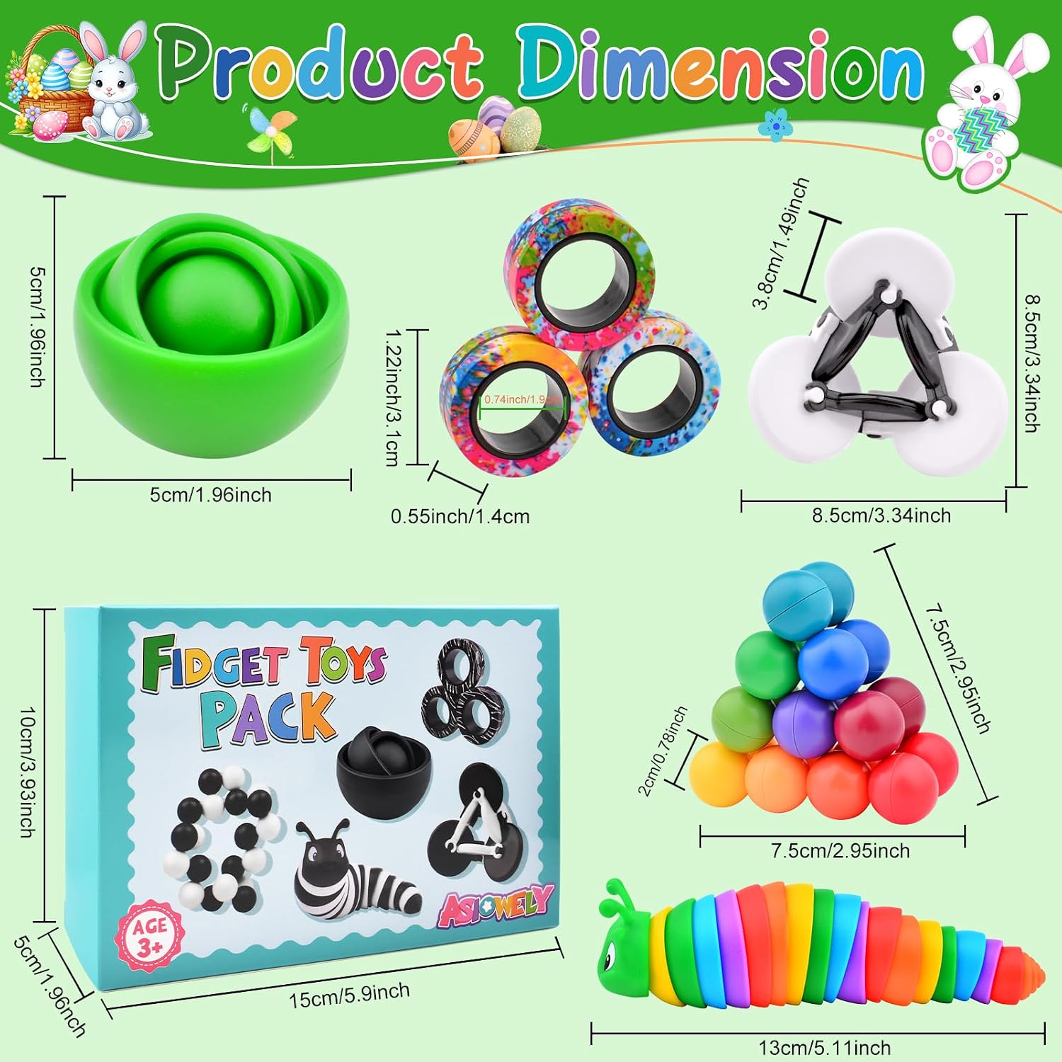 Fidget Toys Adults Pack, Sensory Toys Set for Kids Green 5PC image 2