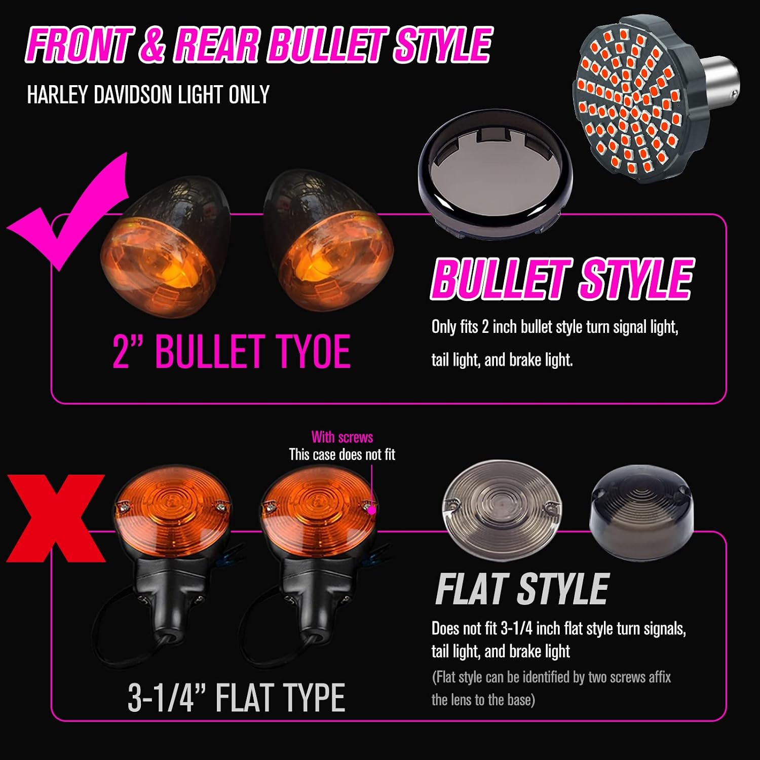 2pcs 1157 LED Rear Turn Signal Lights White,Super Bright 60LEDs 2'' 1157 Motorcycle LED Kits for Motorcycle S oftail Bullet Styled B linker Lamp. (1157/BAY15D Red+Red)