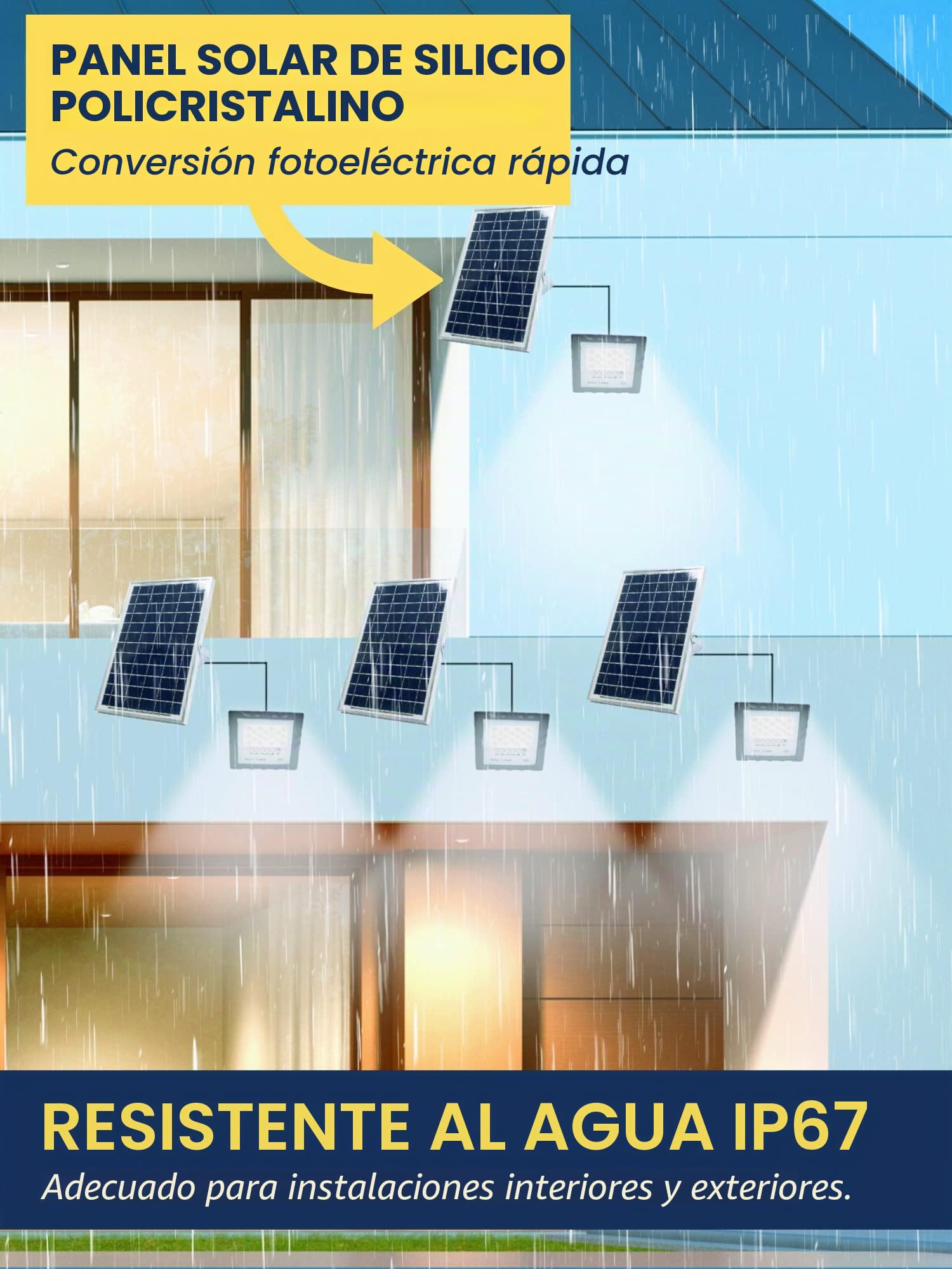 2x Foco Proyector 200W 200LED con Panel Solar Fotovoltaico, Mando a Distancia y Sensor de Encendido Automático. Foco Solar IP67 con Luz Blanca, Iluminación de Exterior, Patio, Jardín, Camino, Garaje