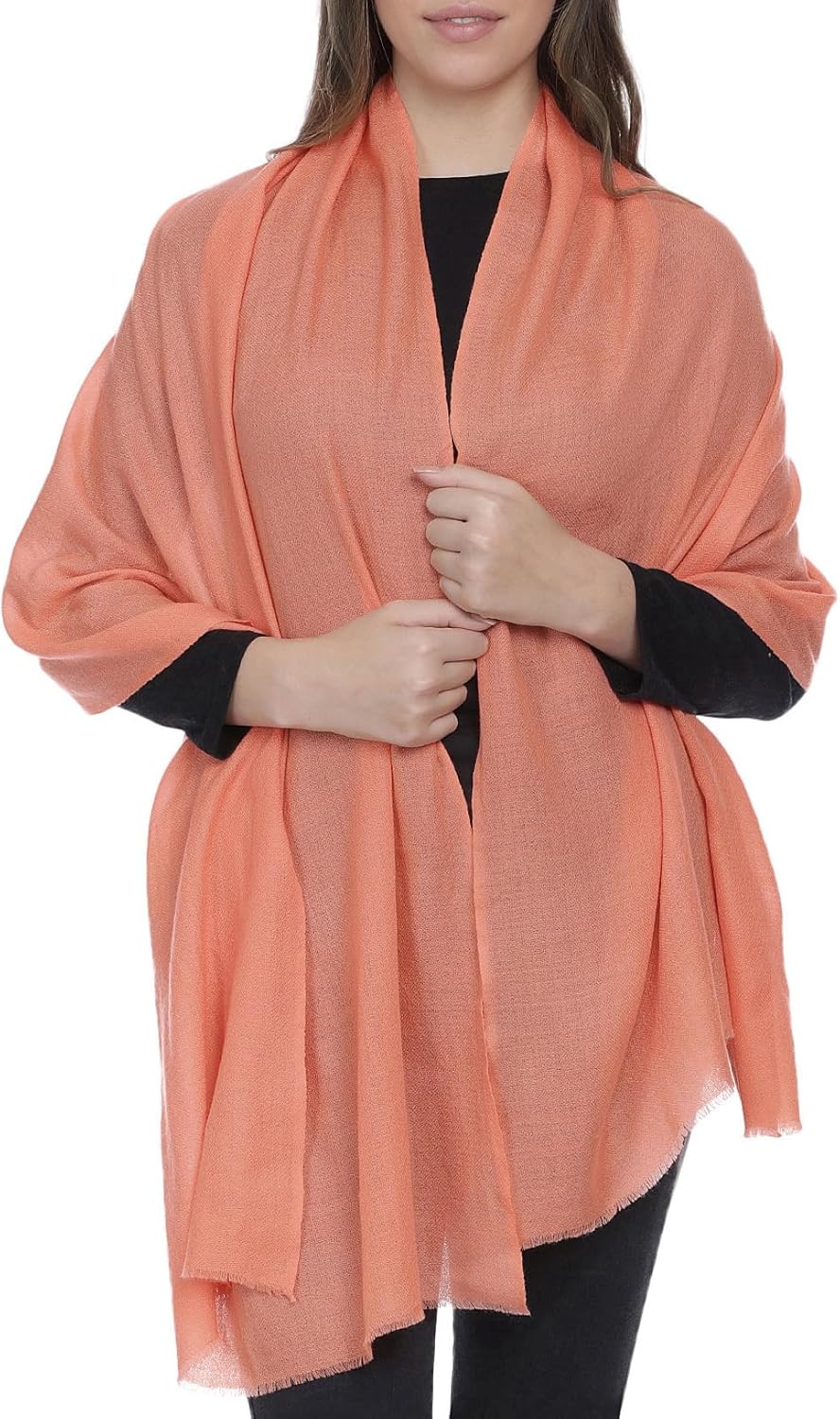 Cashmere scarf Made in Kashmir India (gift box) Merino Wool Silk Cashmere Blend Extremely Soft Long Scarf Women Men Pashmina Fall Winter Flamingo
