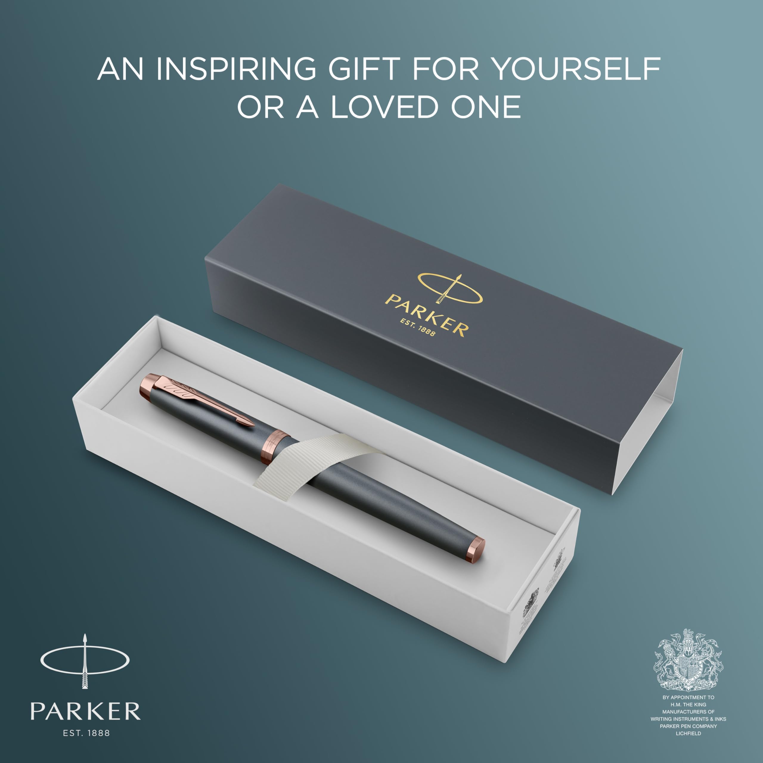 Parker IM Füllfederhalter | Finishing Touch Kollektion | schiefergraues Finish | Mittlere Feder | Blaue Tinte | Geschenkbox