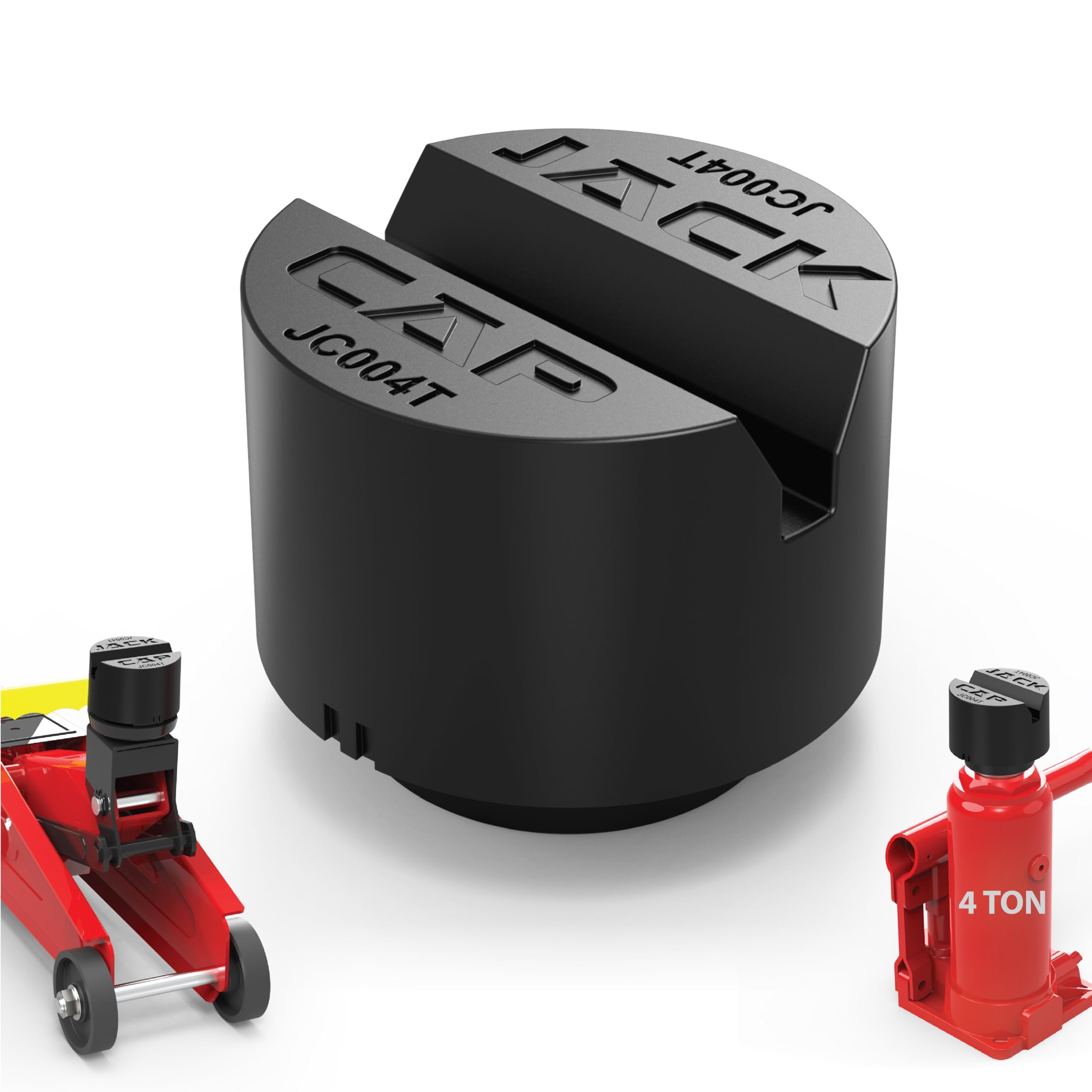 4 Ton Bottle & Floor Jack Pad | JC004T by Jack Cap | 2-in-1 Universal Rubber Slotted Pinch Weld Protector Puck fits Both 4T Bottle & 1.75~2.2” Dia.