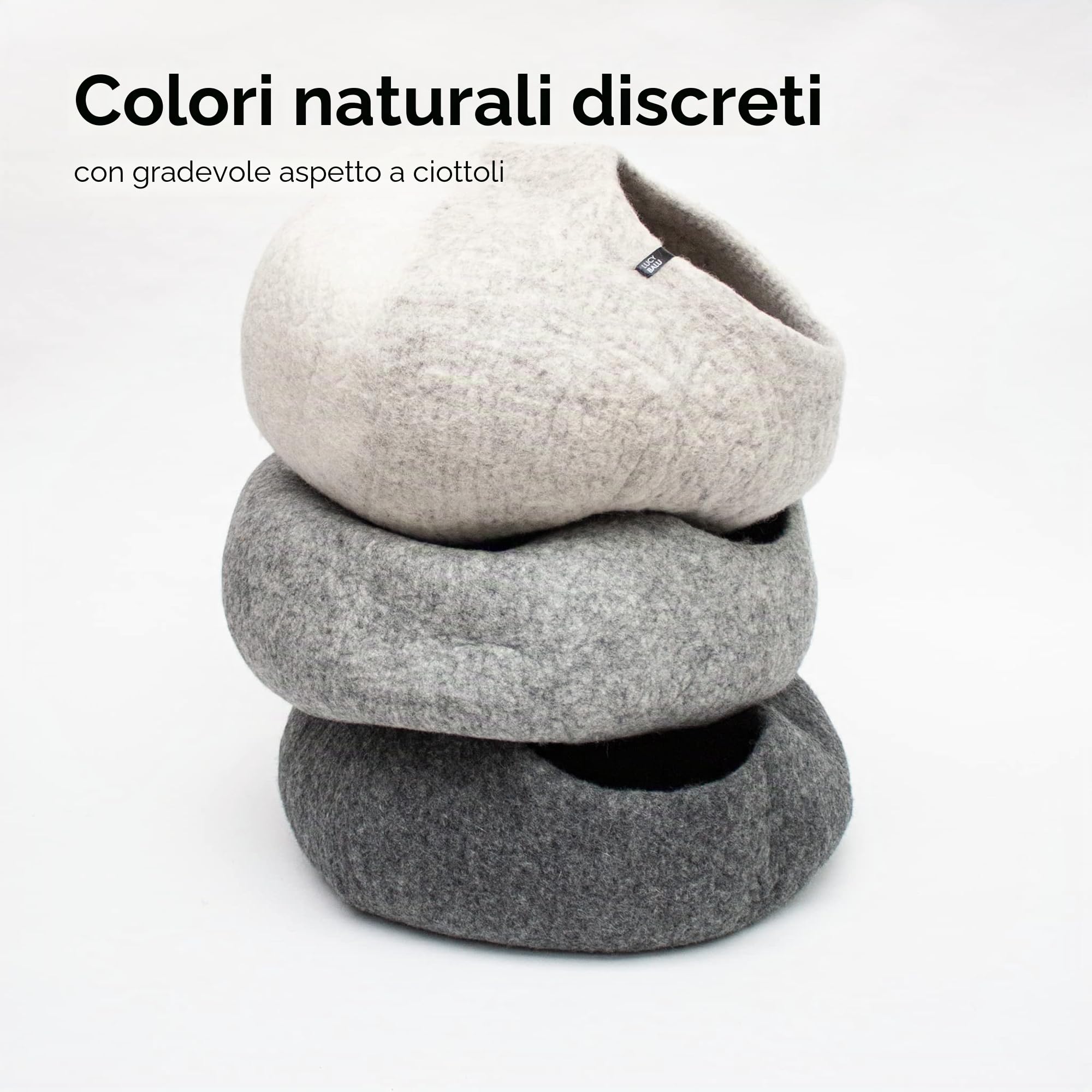 LucyBalu® Catcave Cuccia per gatti in feltro di lana I Grigio chiaro