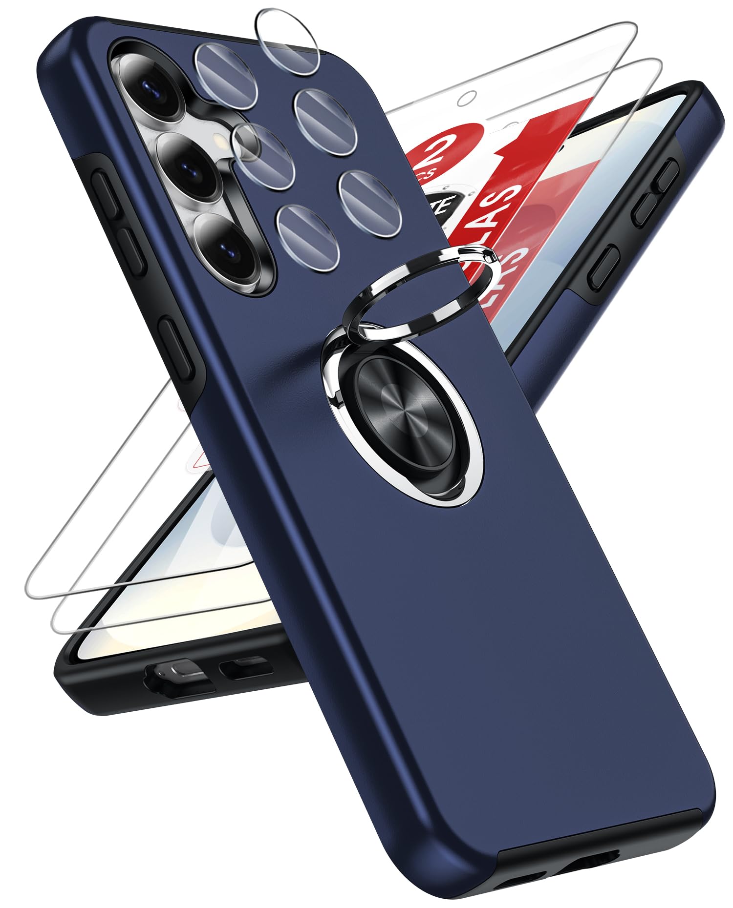 LeYi Hülle für Samsung Galaxy A 5G mit 2 Panzerglas Schutzfolien, Hybrid Schutzhülle Militär Standard Stoßfest Case Handy Hüllen Cover mit 360° Grad Ring Ständer für Samsung