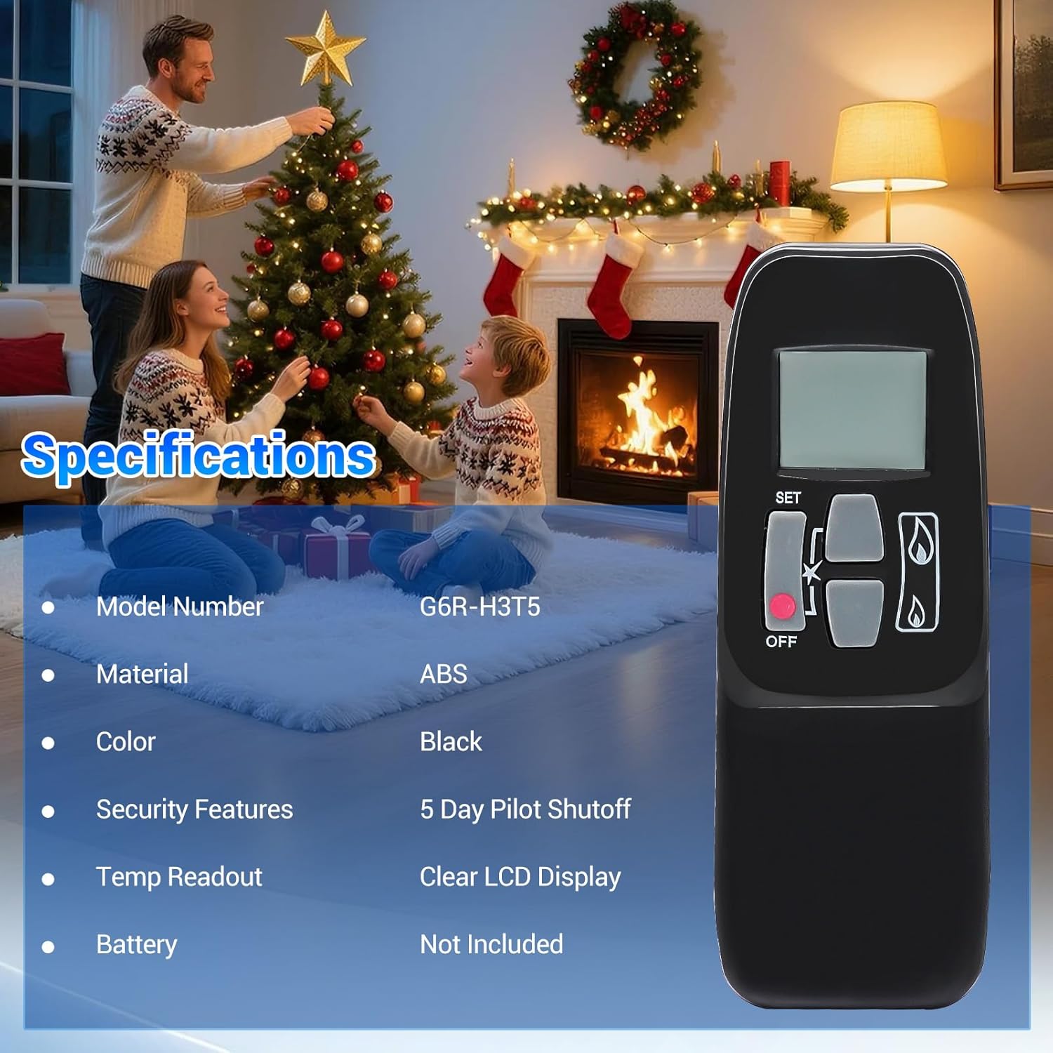 G6R-H3T5 Fireplace Remote Control Compatible with Maxitrol GV60 G6R-R3AM Control Receiver Module, Fit for Real Fyre, Valor, Empire, Element Gas Fireplaces Replace# R11576 AT-01V-2 4001038 4001910