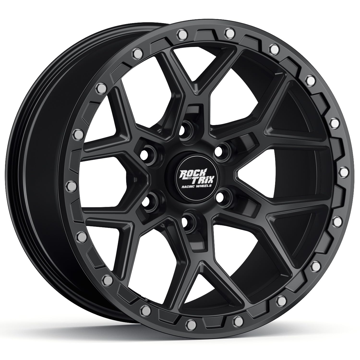 RockTrix RT107 18-Inch Black Wheel for Ford F150 & Bronco (6x135)