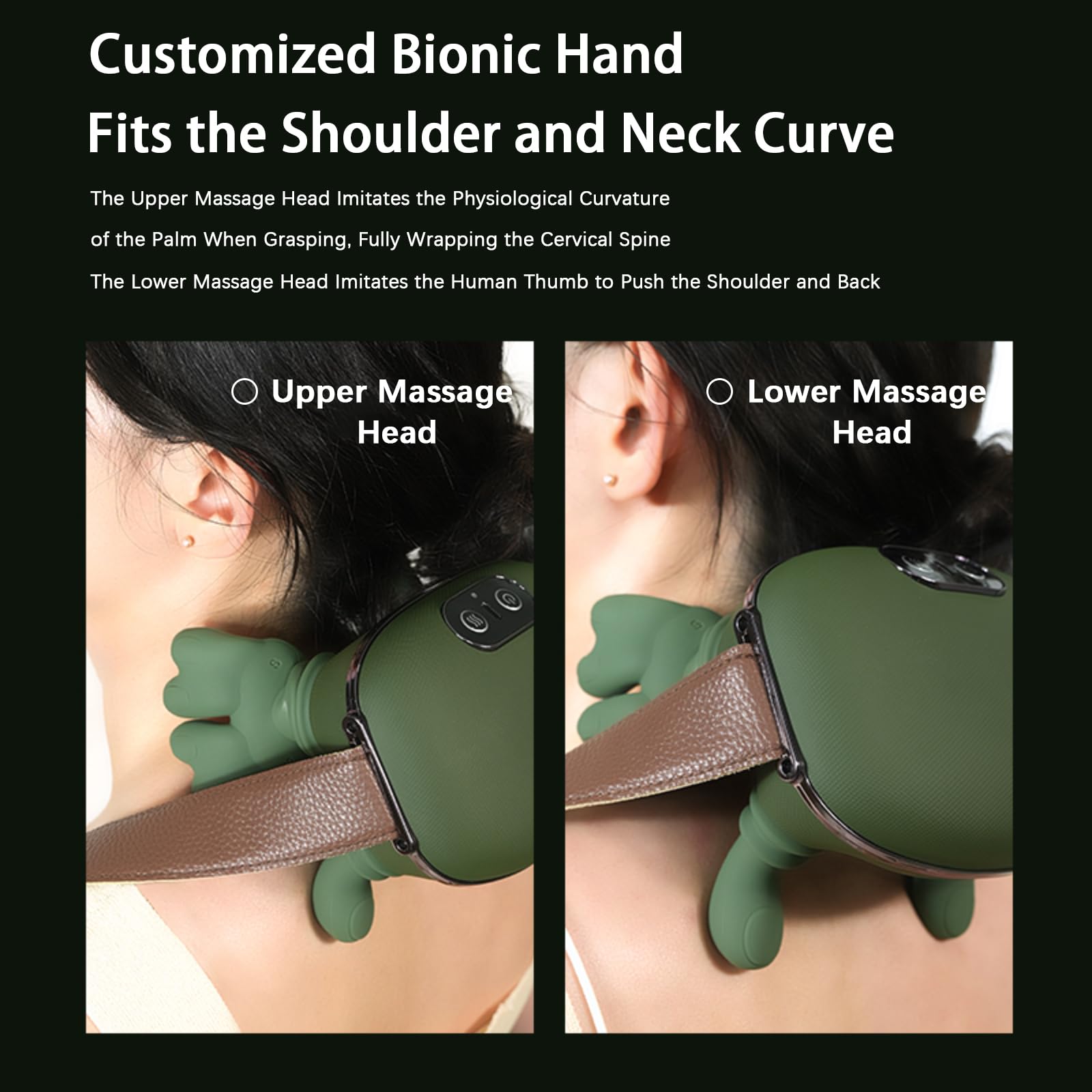Masseur de cou et d'épaule, pétrissage des tissus profonds 4D en forme de main avec thérapie thermique, appareil de massage électrique portable pour soulager la douleur