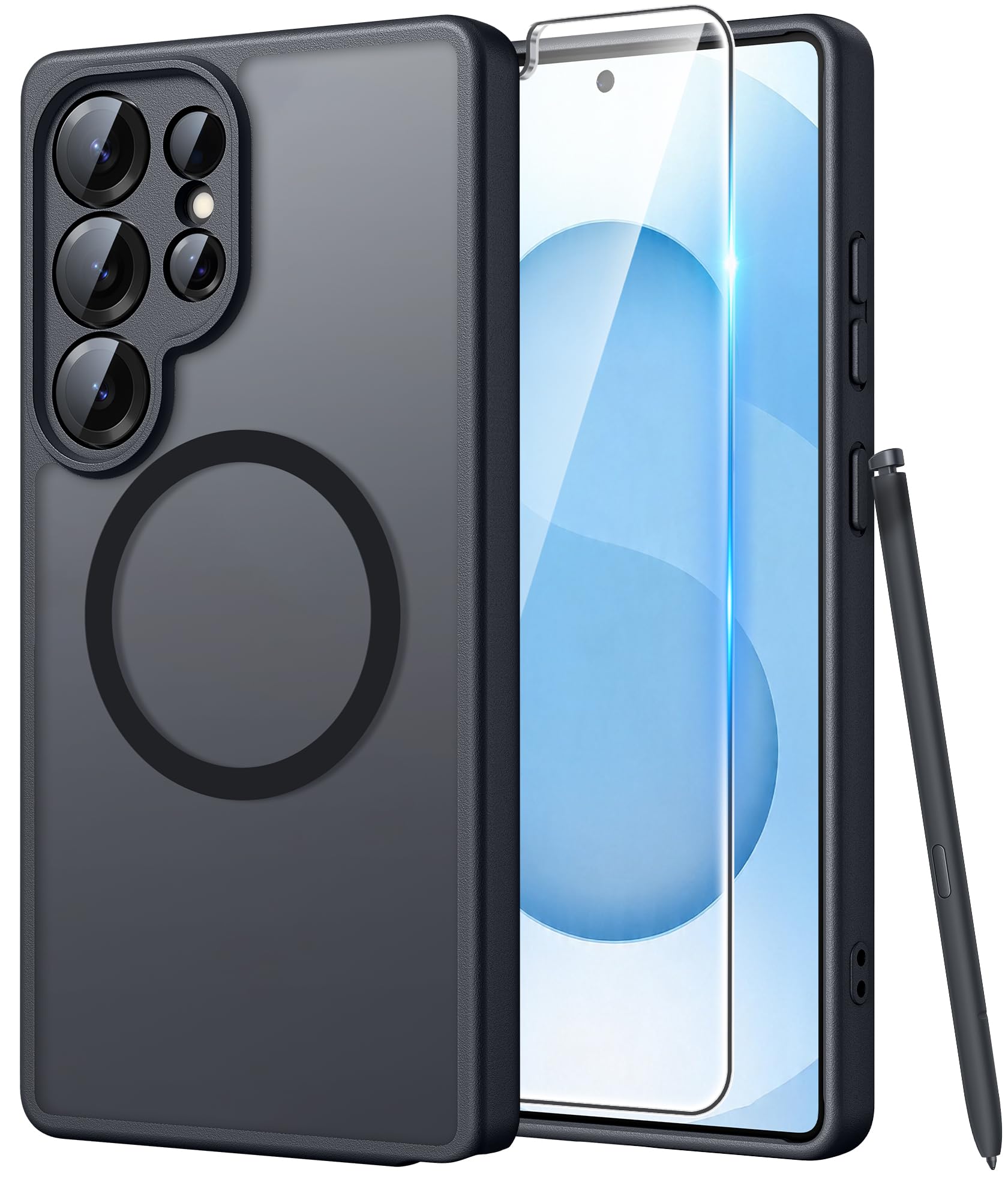 FNTCASE for Samsung Galaxy S25 Ultra Case, Compatible with Magsafe Black | Screen Protector, Full Camera Protection, Translucent Matte, 14FT Military Grade Drop Proof, Protective Phone Cover Recycled Claim Standard Blended