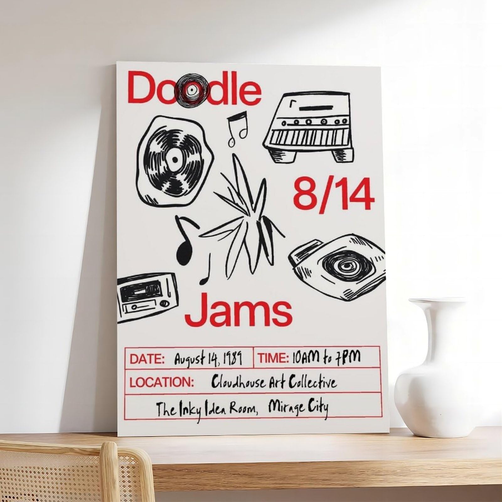 Stampa artistica con scarabocchi musicali_ poster su tela in vinile retrò, decorazione per camera da letto, ufficio, camera da letto, regalo, 40 x 60 cm