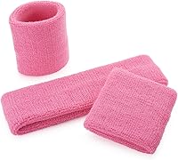 Vista 140 de ONUPGO - Conjunto de diadema y muñequeras deportivas para el sudor, hechas de algodón con bucles, muñequeras, contra humedad Rojo/Blanco/Azul