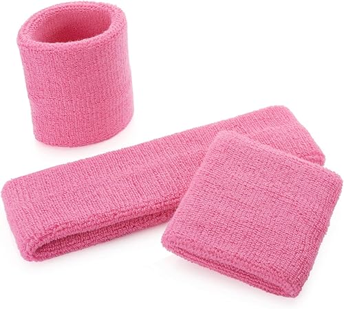 Miniatura 2 de Juego de Bandas Deportivas ONUPGO para la Cabeza y Muñequeras de Tela de Rizo - Bandas Deportivas para la Cabeza y Muñequeras de Algodón - Bandas