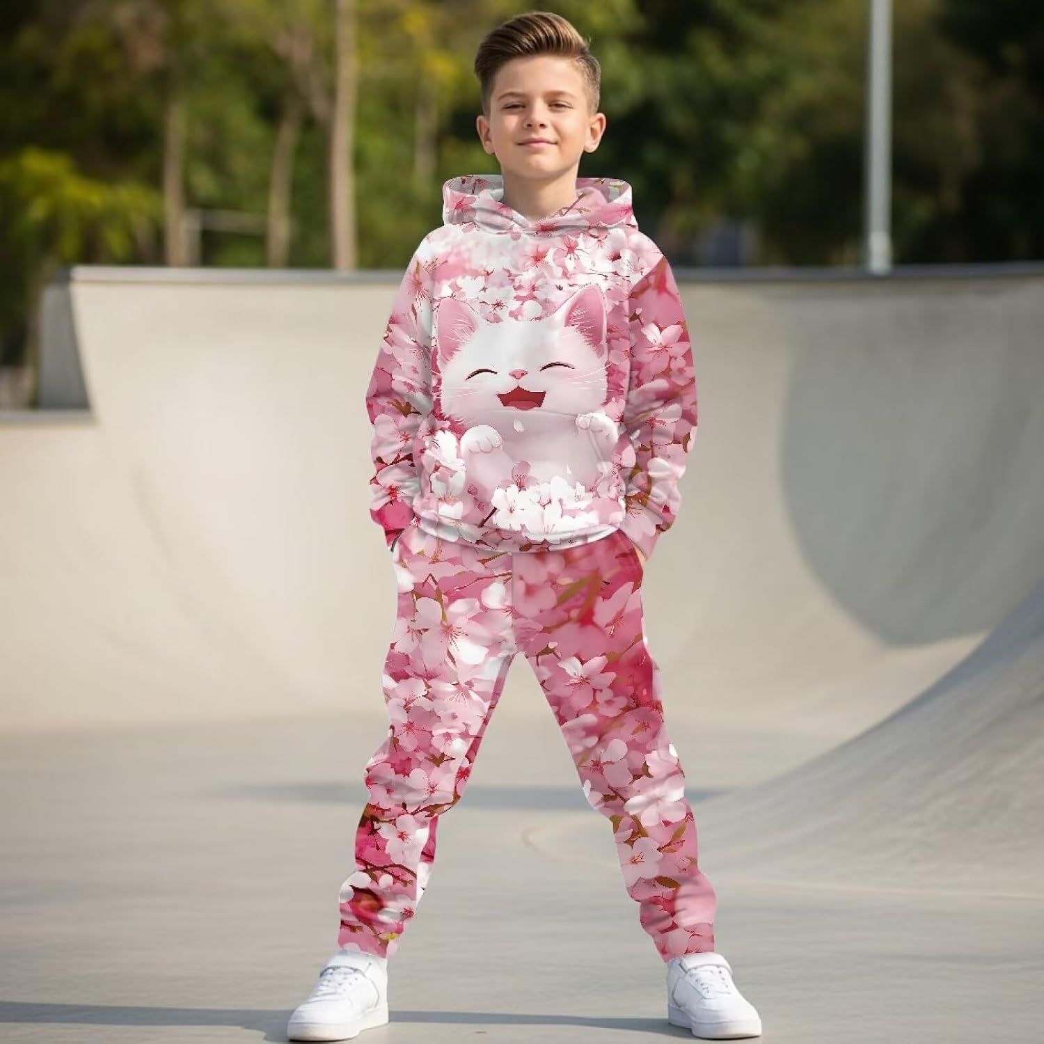 Pensura 2 Pack Long Sleeve Pullover Hoodie and Jogger Pants for Boys Girls, Kids Youth Matching Set