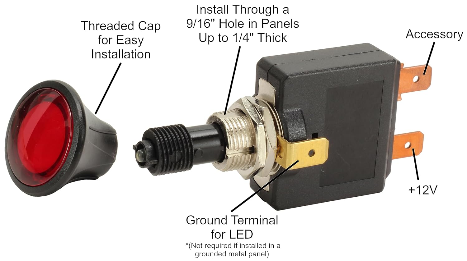 Fastronix 50A Push/Pull Switch with Red LED Indicator