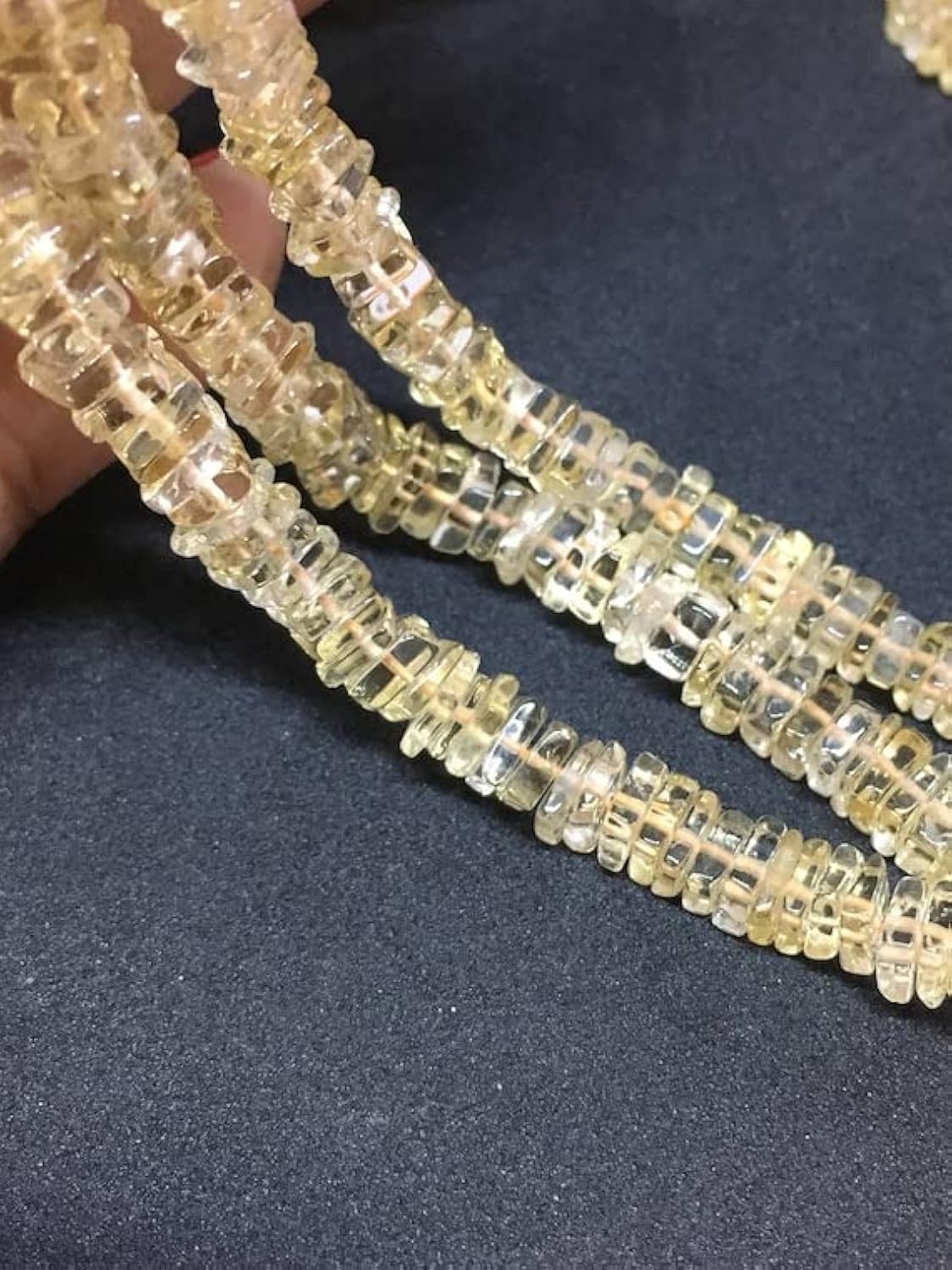 Citrine perles heishi carrées 5mm fil pierre naturelle création collier