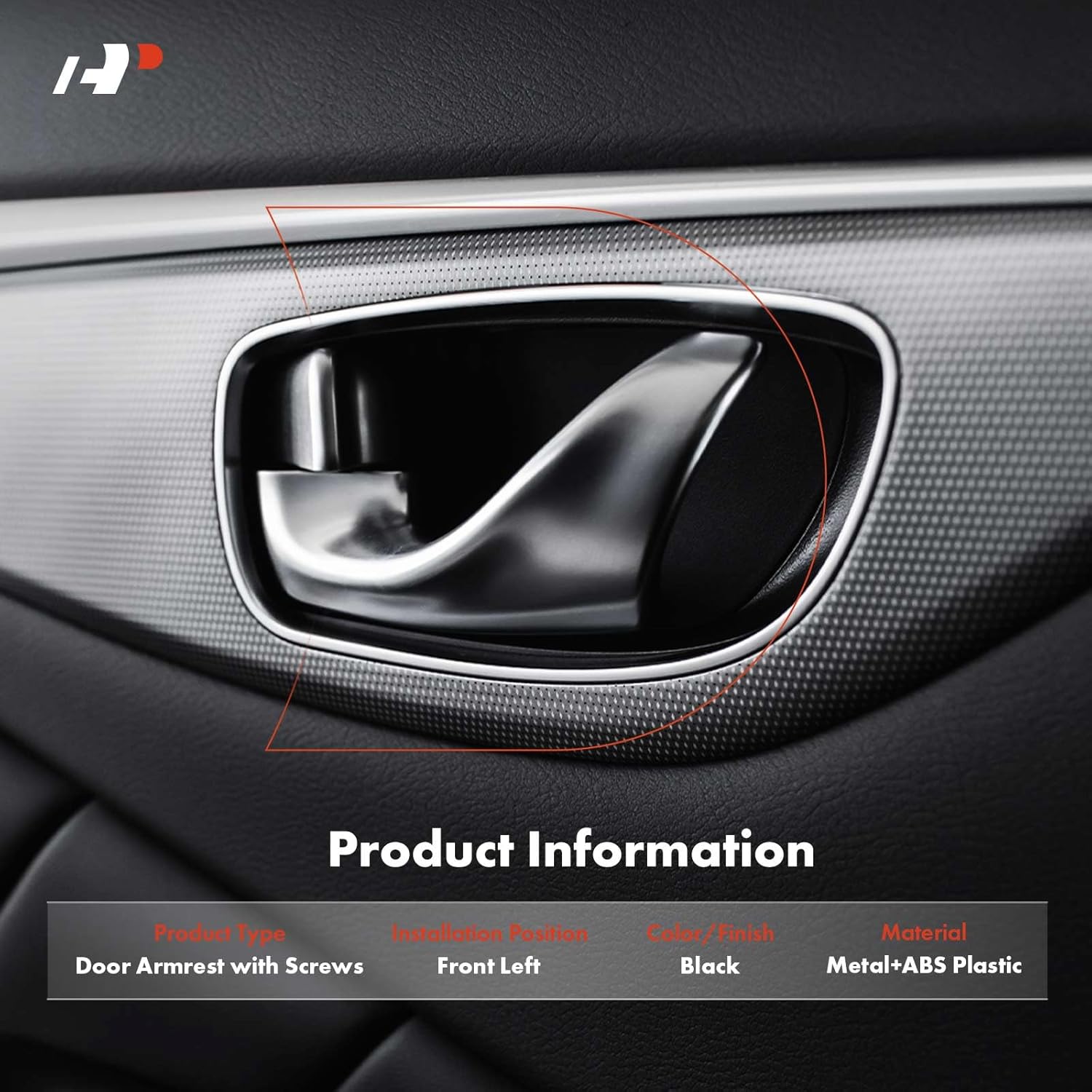 A-Premium Front Left Driver Side Door Armrest Compatible with Lincoln Town Car 2003 2004 2005 2006 2007, Black, Replace# 3W1Z5424141AAE