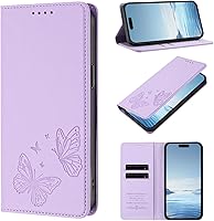 Vista 15 de Butterfly Embossed Leather Wallet Flip Case for Motorola Moto E22i 4G, Magnetic Closure, RFID Blocking Cover, Card Holder Red.