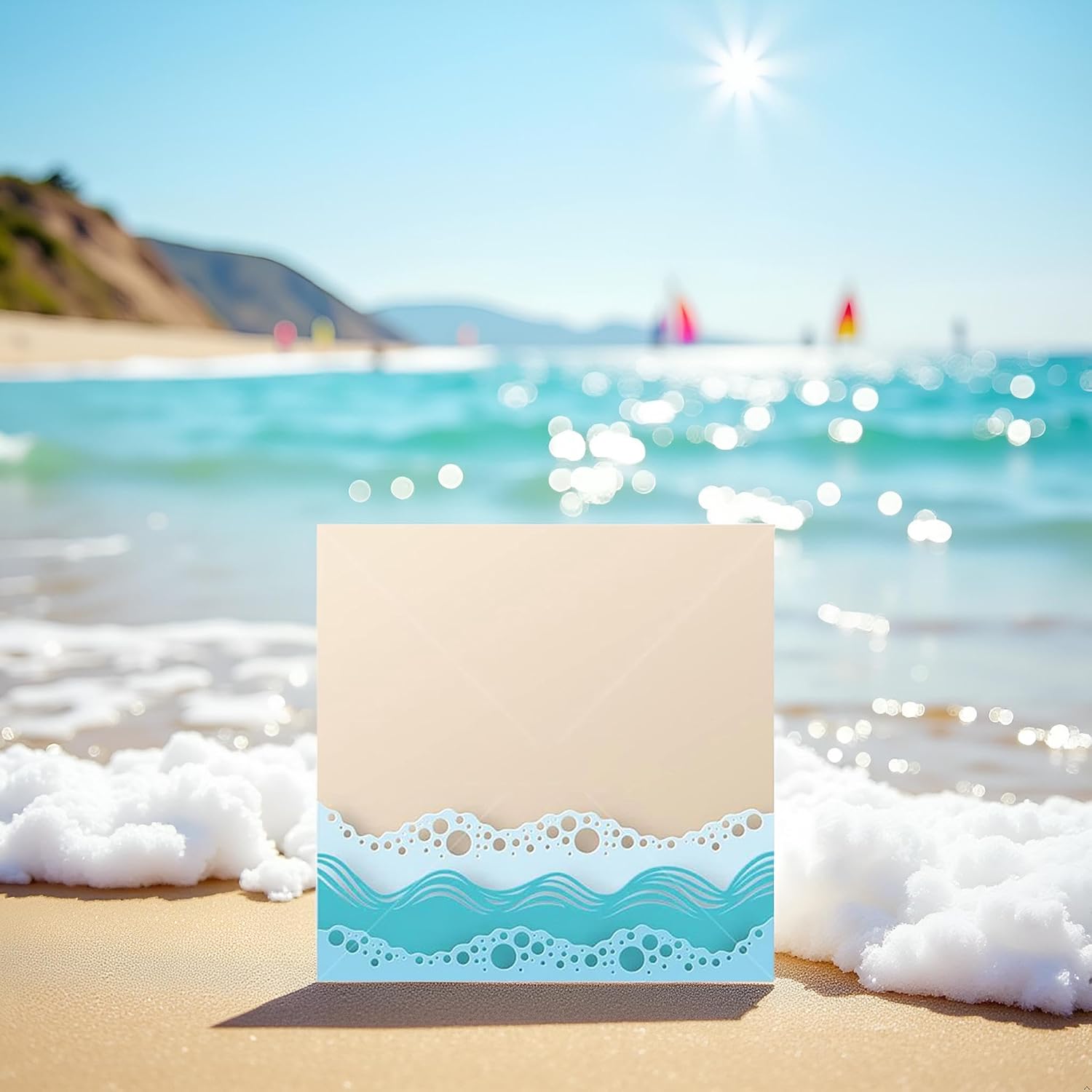 1Pc Ocean Beach Wave Metal Cutting Dies Special Summer Background Stencil Decorative Gift Craft for Die-Cutting and Embossing Template DIY Scrapbooking