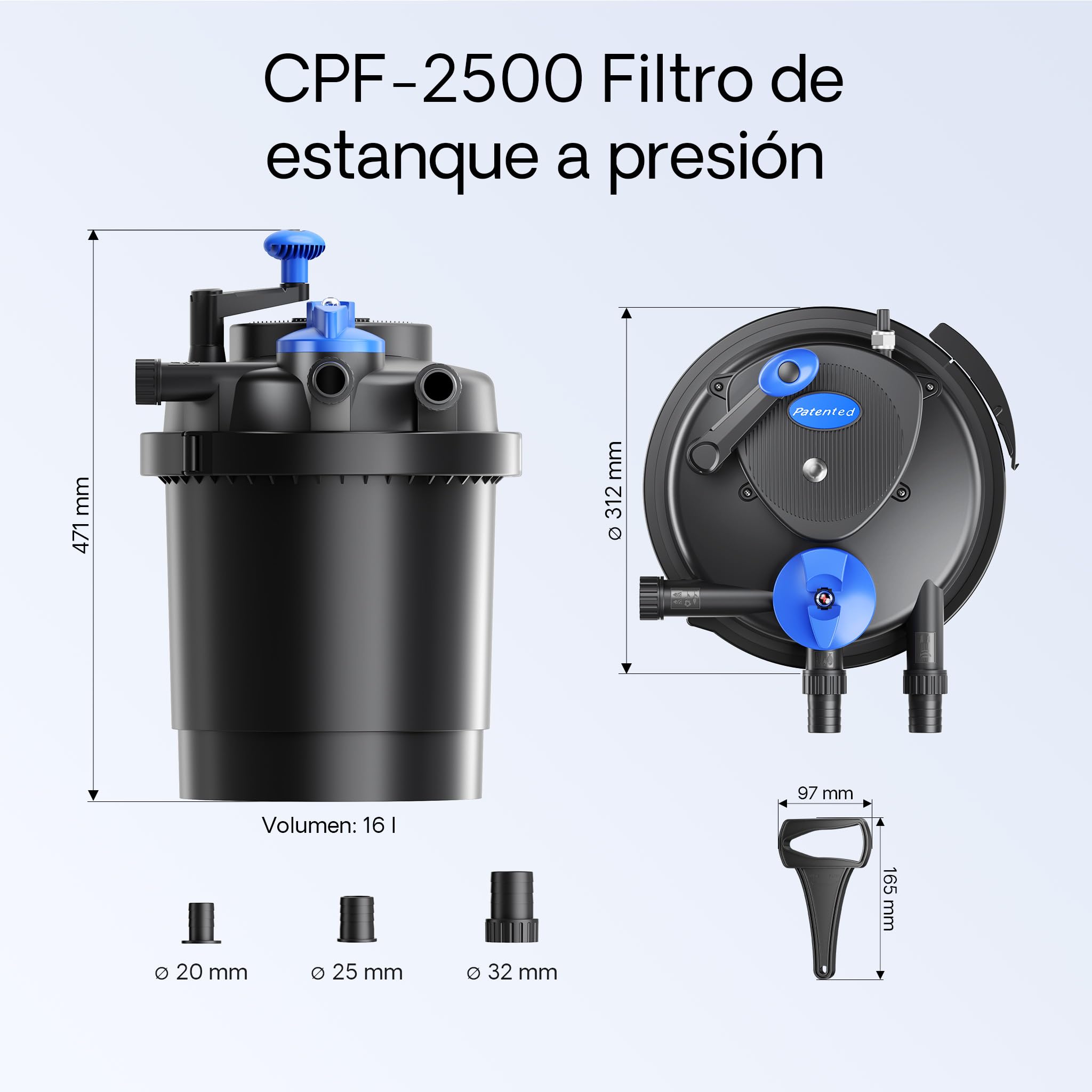 SunSun CPF-2500 SET 6000l 11W UVC NEO2800 Bomba Manguera Set de filtro para estanque