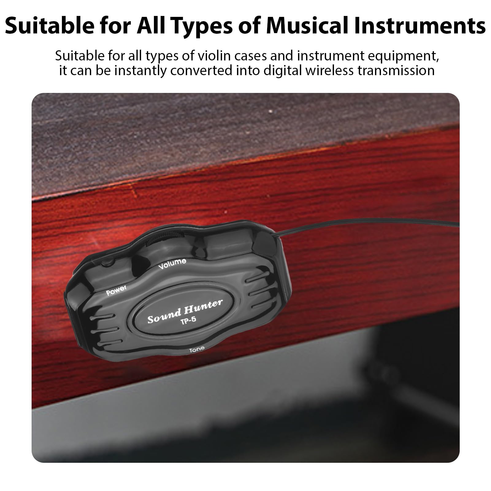 Récepteur D'émetteur de Guitare sans Fil Ensemble UHF Digital avec Batterie Rechargeable 6-8 Heures de Terme pour la Guitare électrique et les Instruments à Vent (Noir)